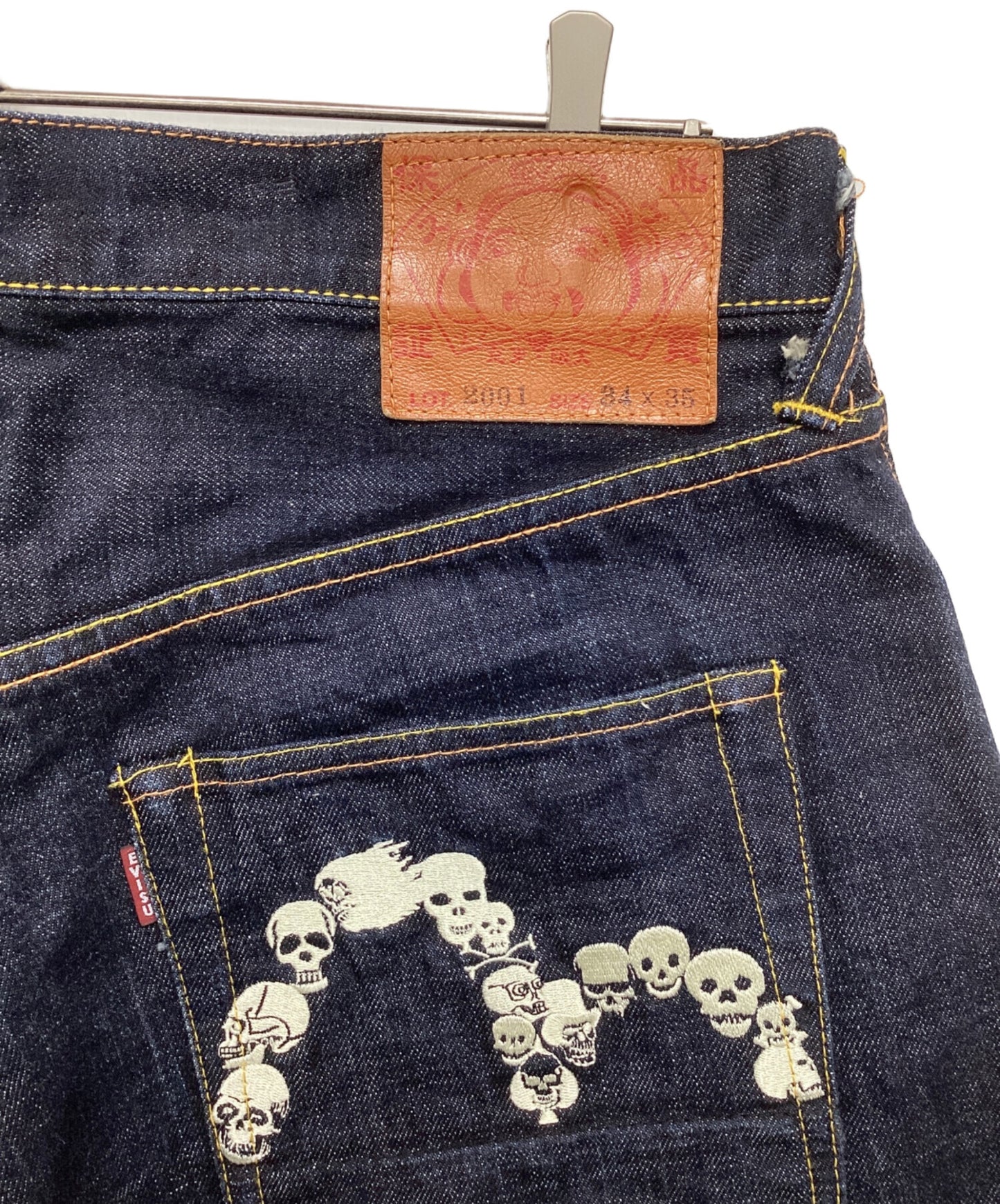 [Pre-owned] EVISU Denim Pants with Skull Seagull Embroidery Lot2001