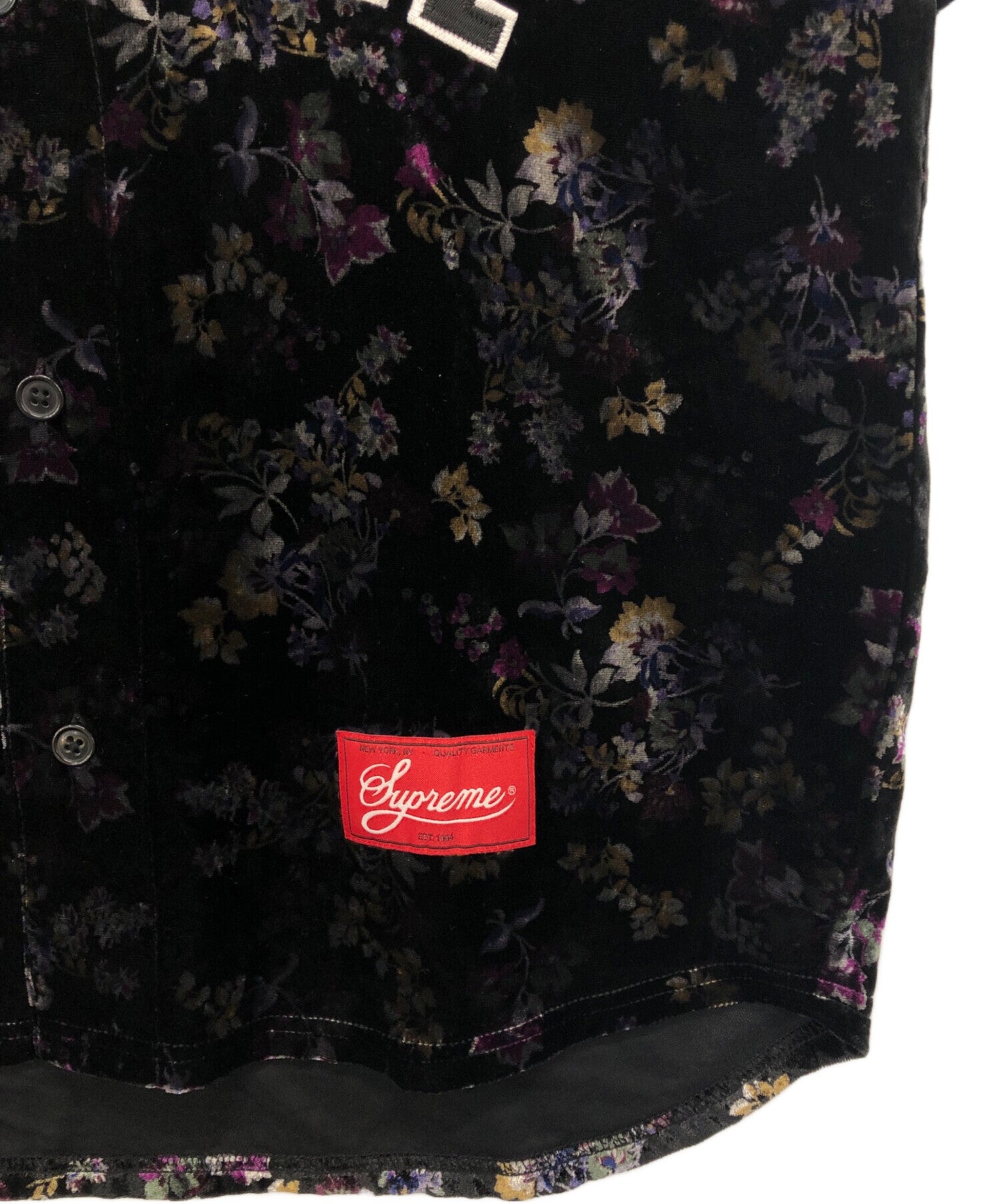 supreme Floral Velour Baseball Jersey M