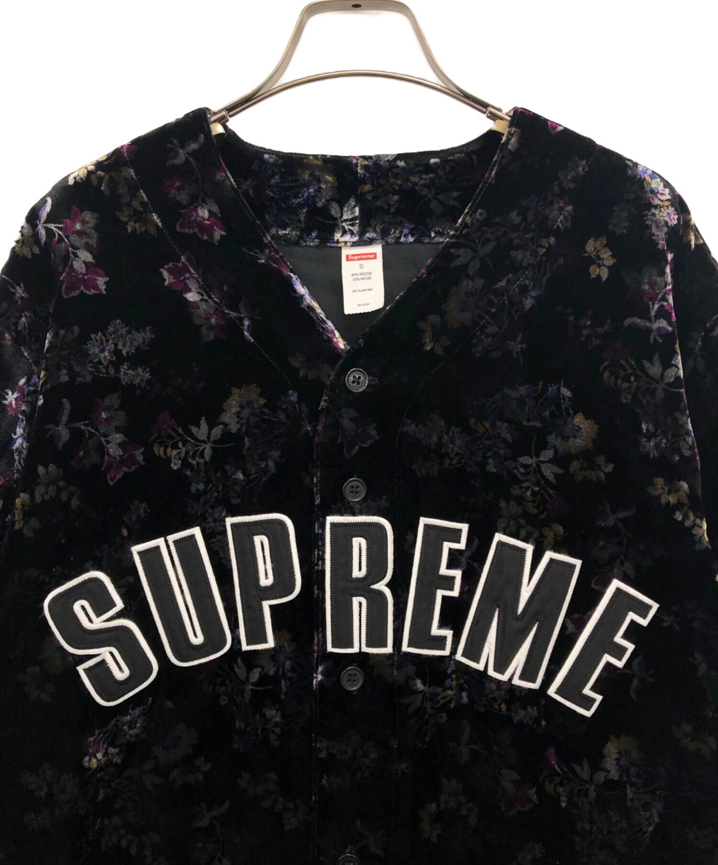 [Pre-owned] SUPREME Floral Velour Baseball Jersey