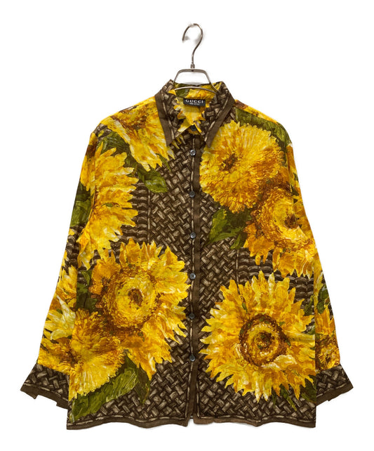 [Pre-owned] GUCCI '90s Sunflower-Print Linen Shirt
