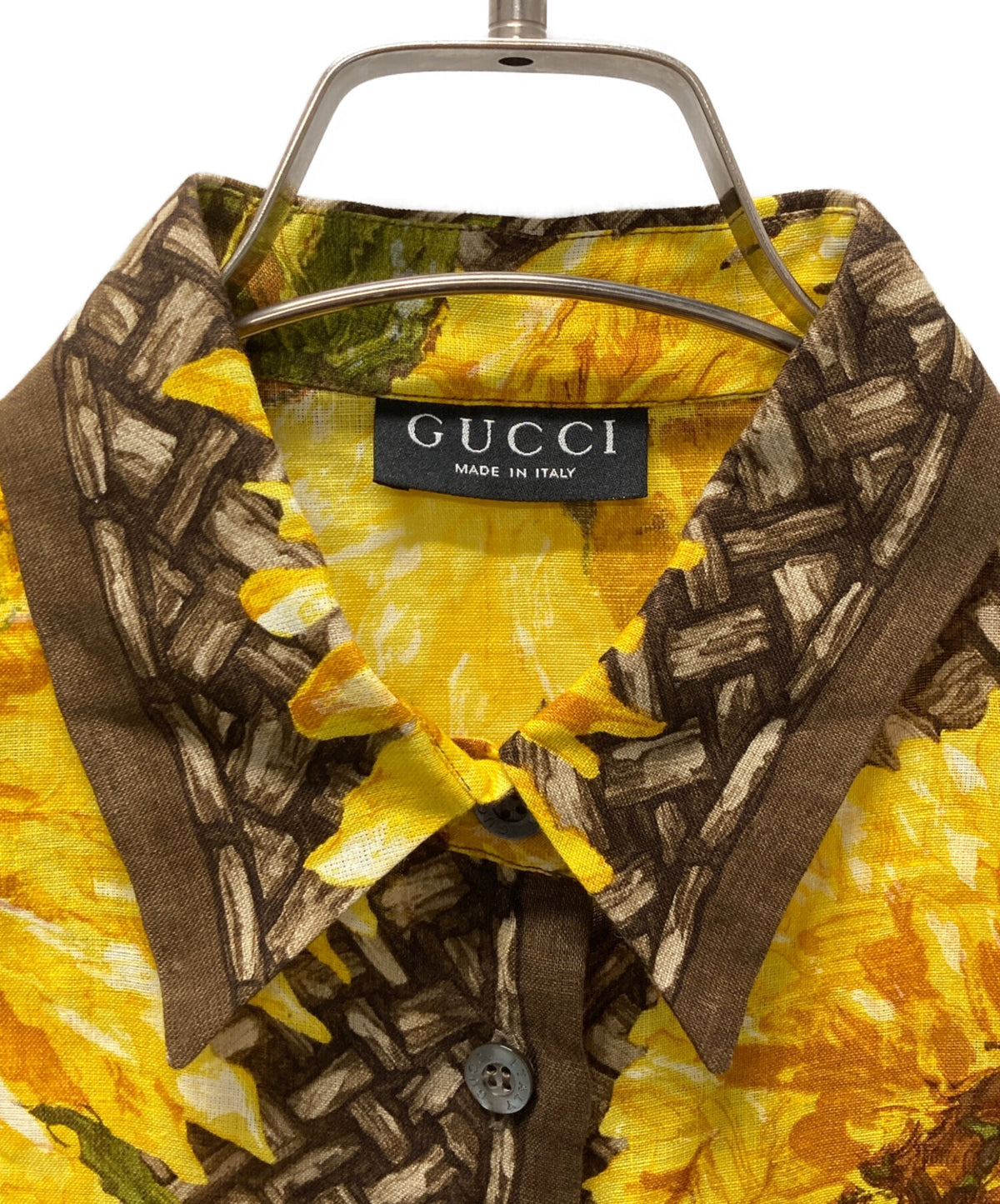 [Pre-owned] GUCCI '90s Sunflower-Print Linen Shirt