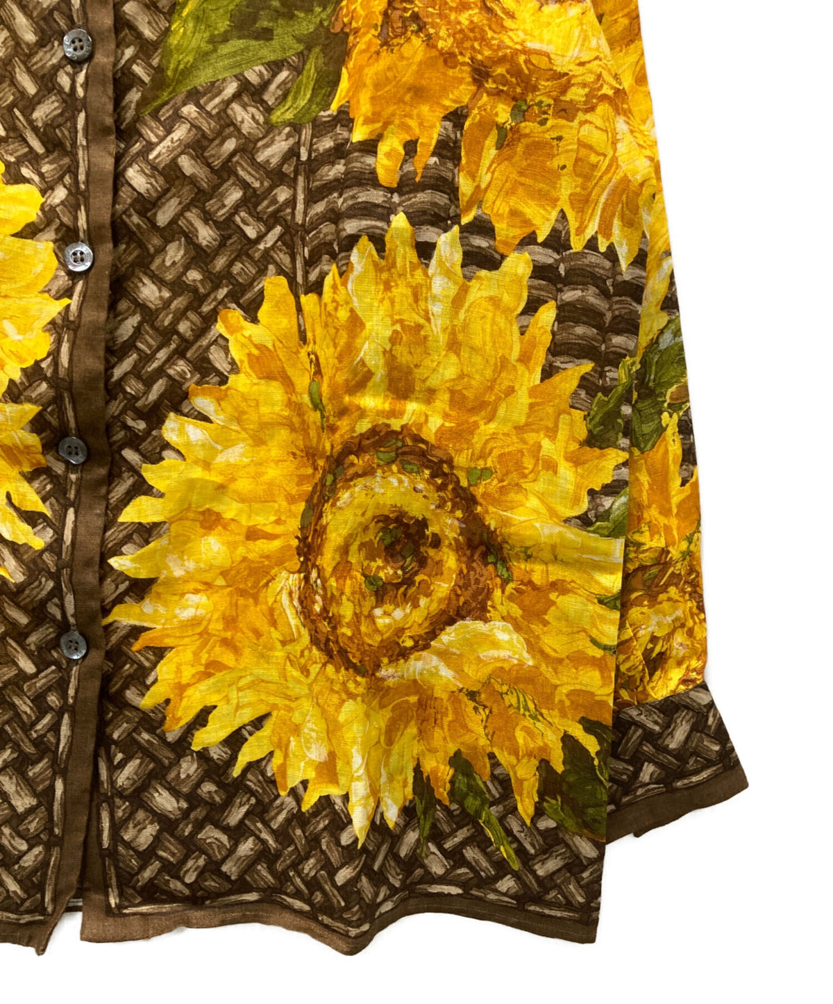 [Pre-owned] GUCCI '90s Sunflower-Print Linen Shirt