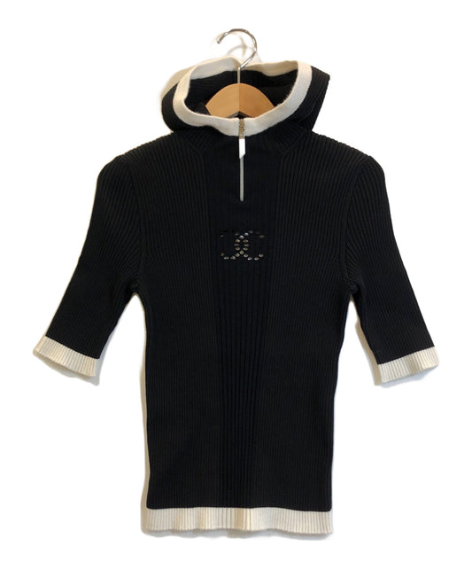 [Pre-owned] CHANEL Coco Mark Half Zip Rib Knit P78649K11368