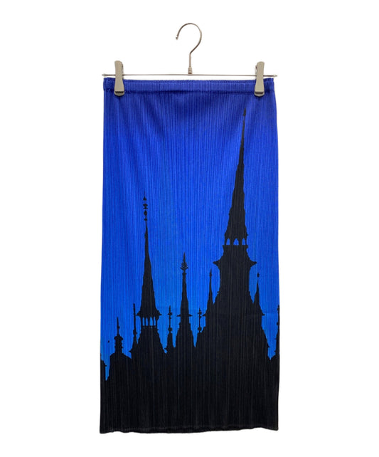 [Pre-owned] PLEATS PLEASE Tower Silhouette Print Pleated Skirt PP91-JG501