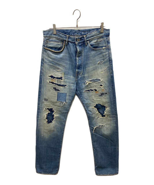 [Pre-owned] Hysteric Glamour Hard Remake Process Damaged Straight Denim Pants 02221AP06