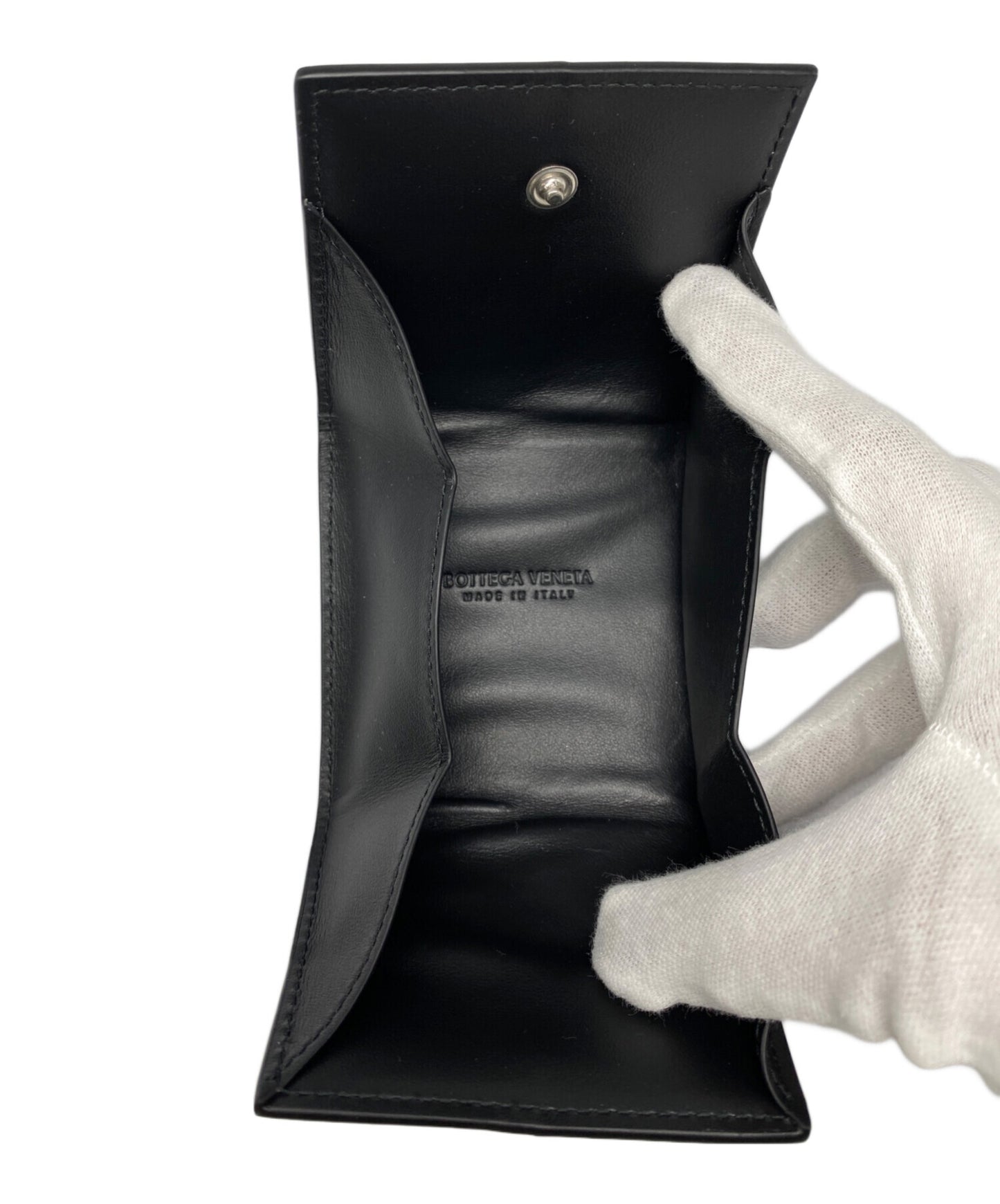 [Pre-owned] BOTTEGA VENETA Black Cassette Folding Coin Purse 679846vbwd28803