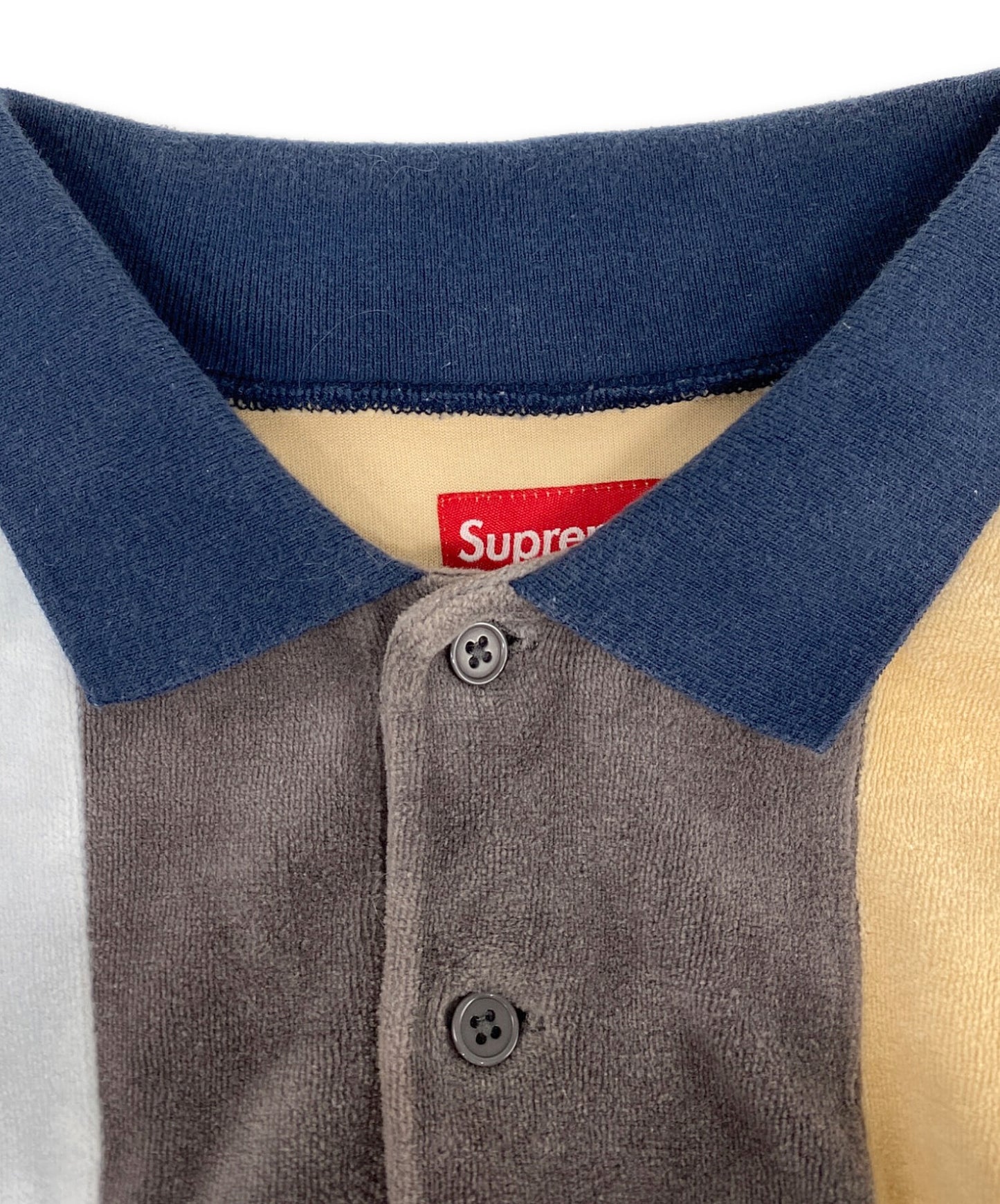 [Pre-owned] SUPREME 20AW Patchwork Velor L/S Polo