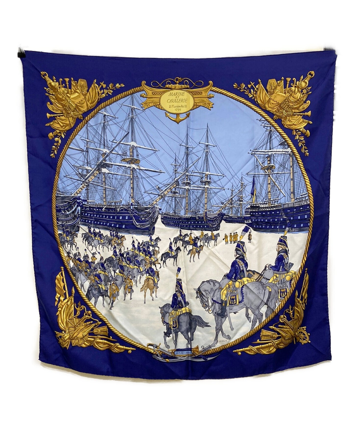 [Pre-owned] HERMES carré 90 marine et cavalerie