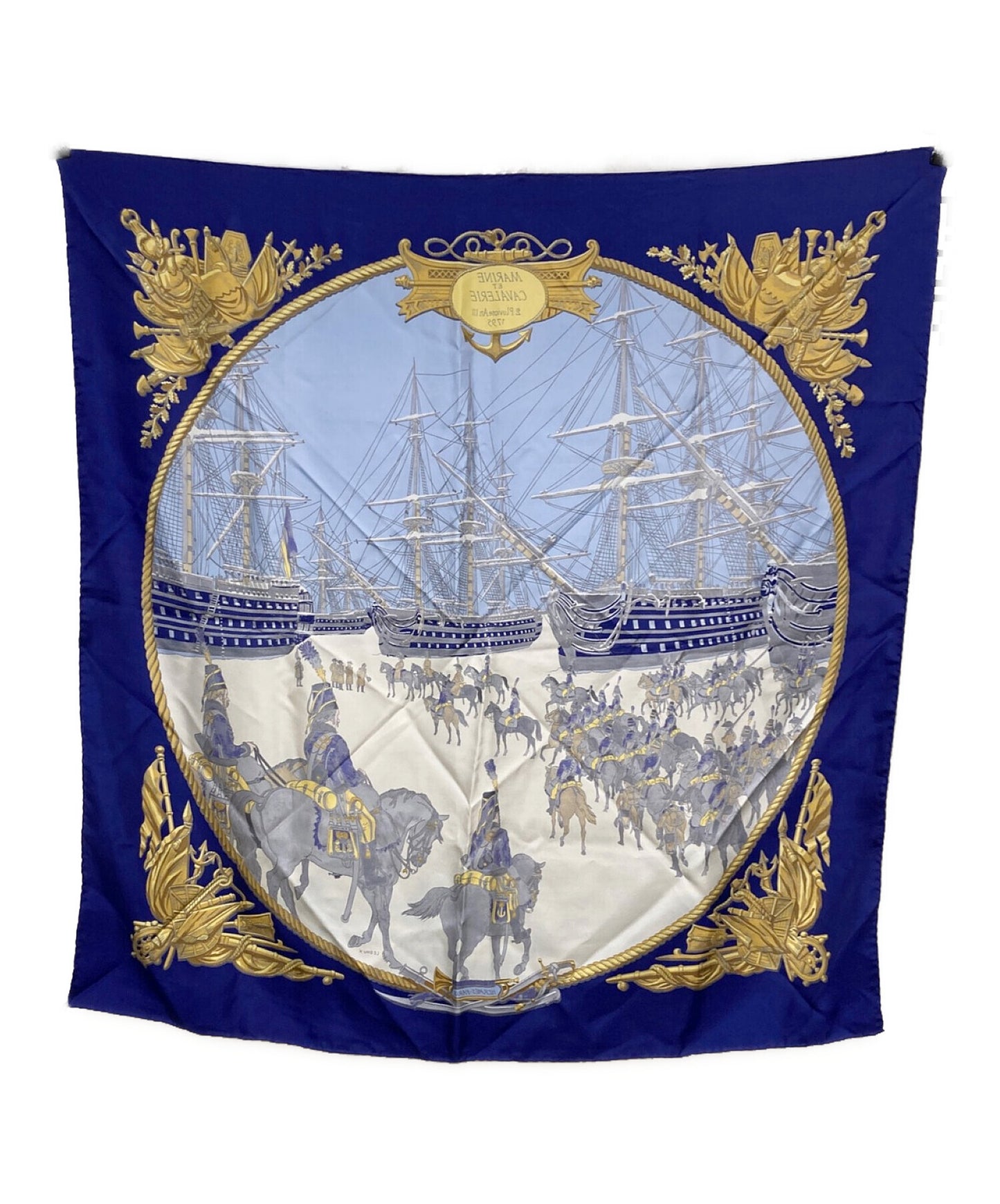 [Pre-owned] HERMES carré 90 marine et cavalerie