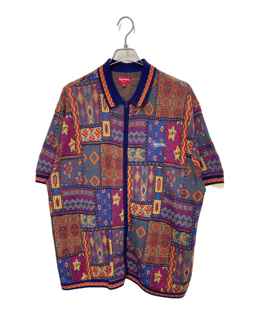 [Pre-owned] SUPREME Patchwork Knit Zip Up Polo Patchwork Zip Up Knit Polo Shirt