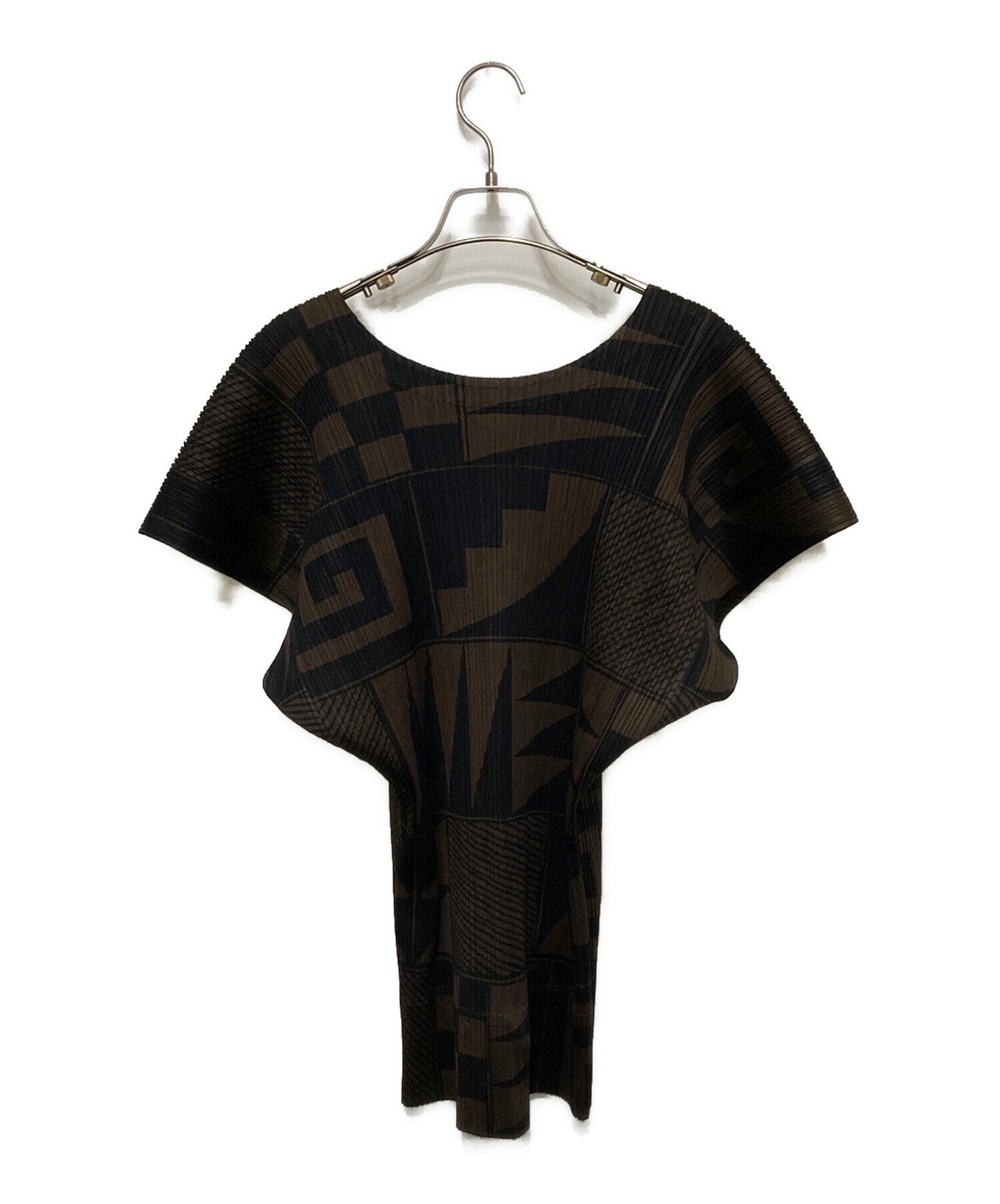 [Pre-owned] PLEATS PLEASE Sleeveless pleated blouse with all-over pattern PP21-JT636