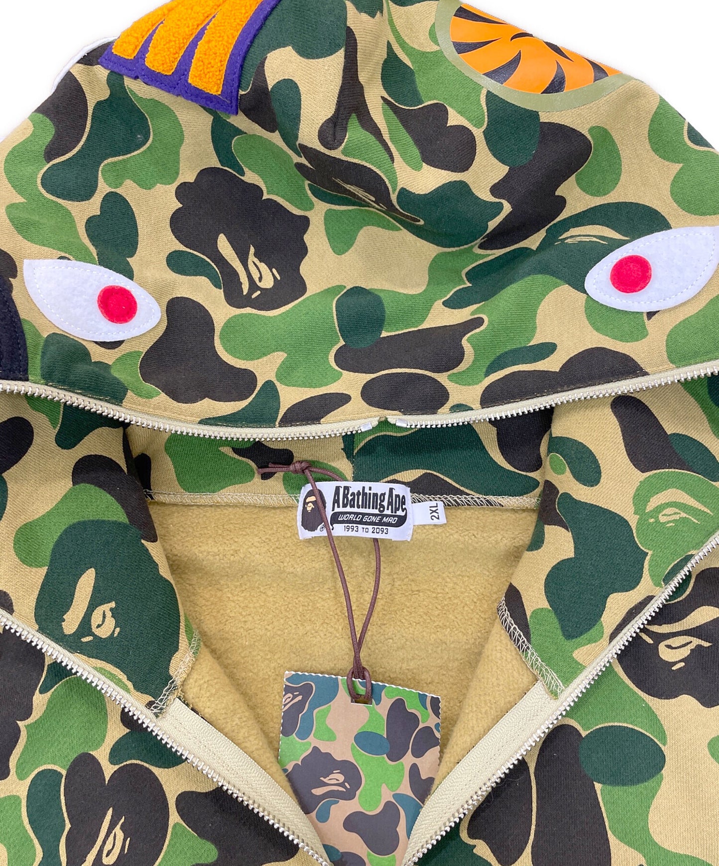 [Pre-owned] A BATHING APE CAMO SHARK HARF ZIP PULLOVER HOODIE 001PPK801010M