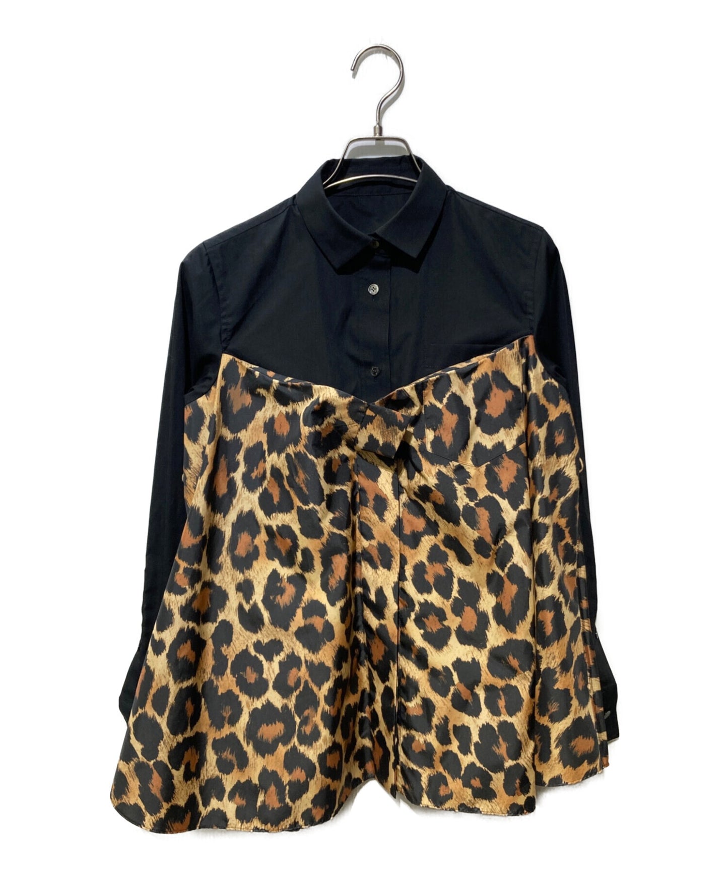 [Pre-owned] sacai Leopard-Print Belted Hybrid Shirt 22-06346