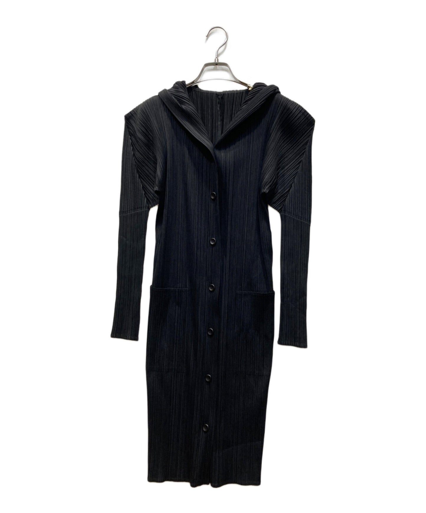 [Pre-owned] PLEATS PLEASE Long cardigan with hood, long length, long sleeves, long sleeves PP11-EN173