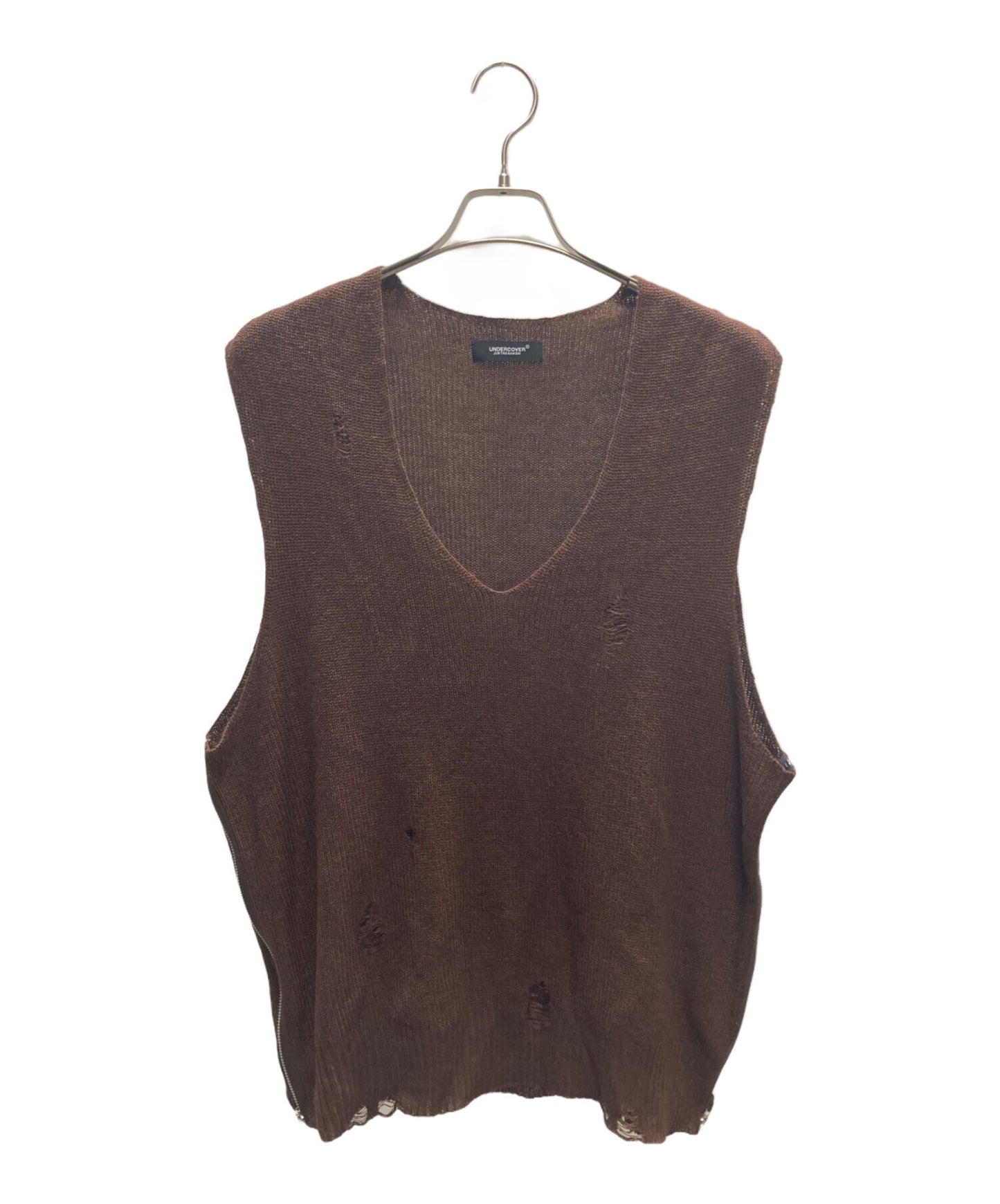 [Pre-owned] UNDERCOVER Side Zip Linen Wool Bologna Knit Vest UC1E4906