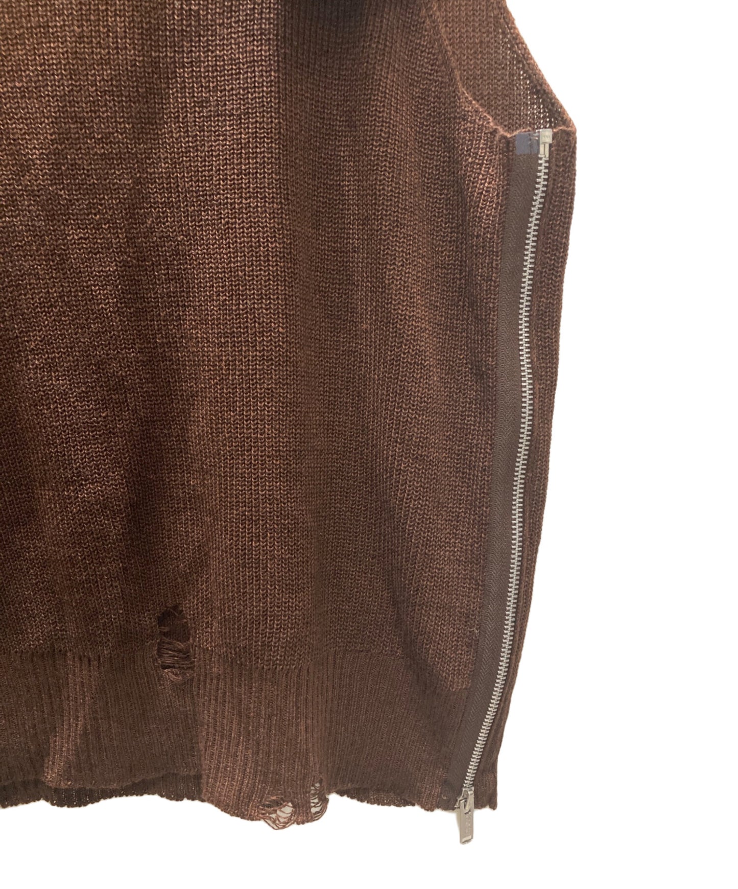 [Pre-owned] UNDERCOVER Side Zip Linen Wool Bologna Knit Vest UC1E4906