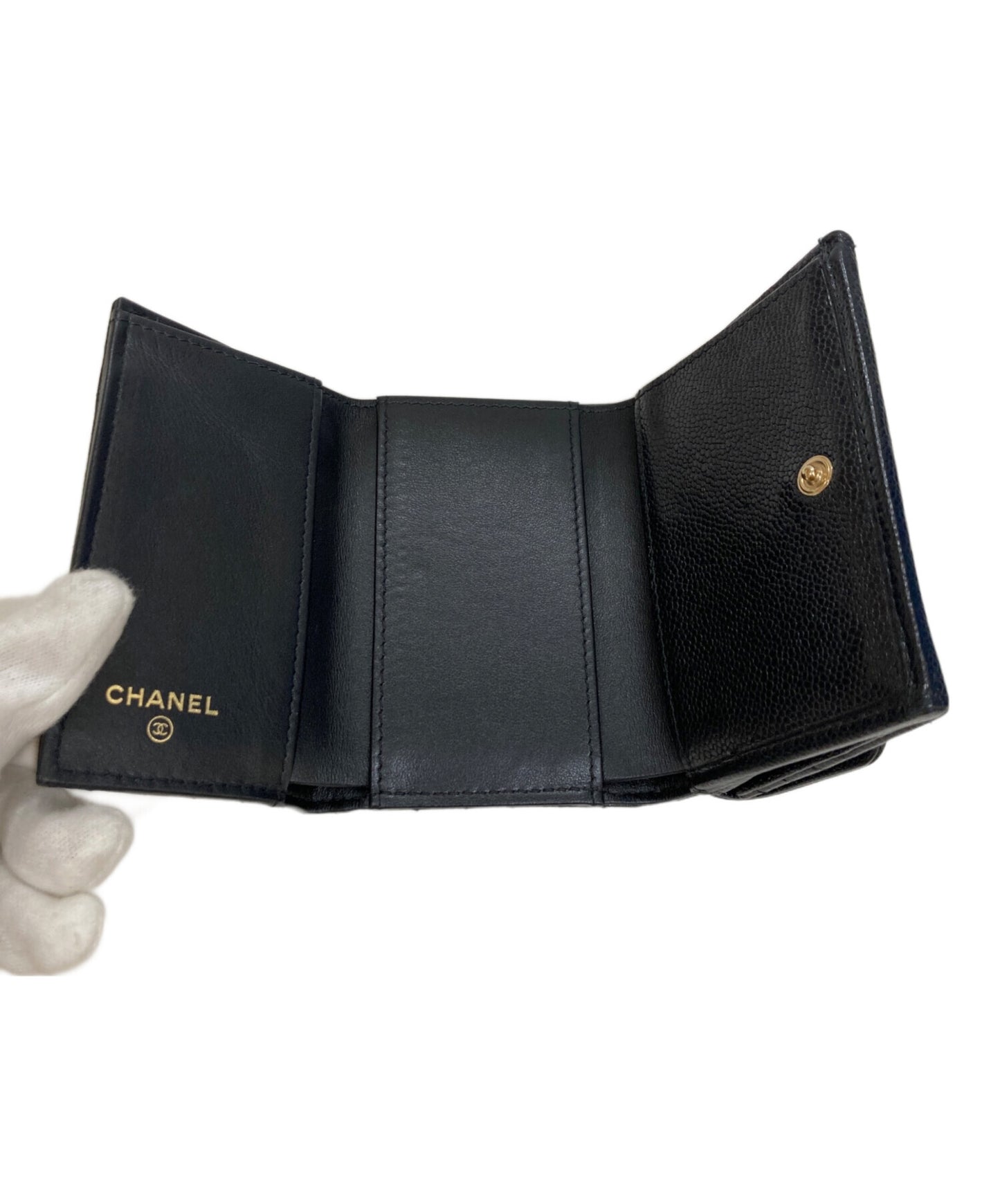 [Pre-owned] CHANEL Boy Chanel Coco Mark Small Flap Wallet Compact wallet A84432