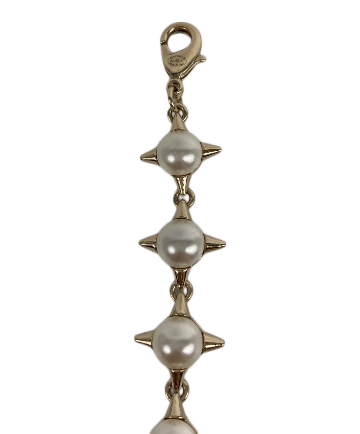 [Pre-owned] CHANEL Coco Mark Metal Strass Costume Pearl Bracelet