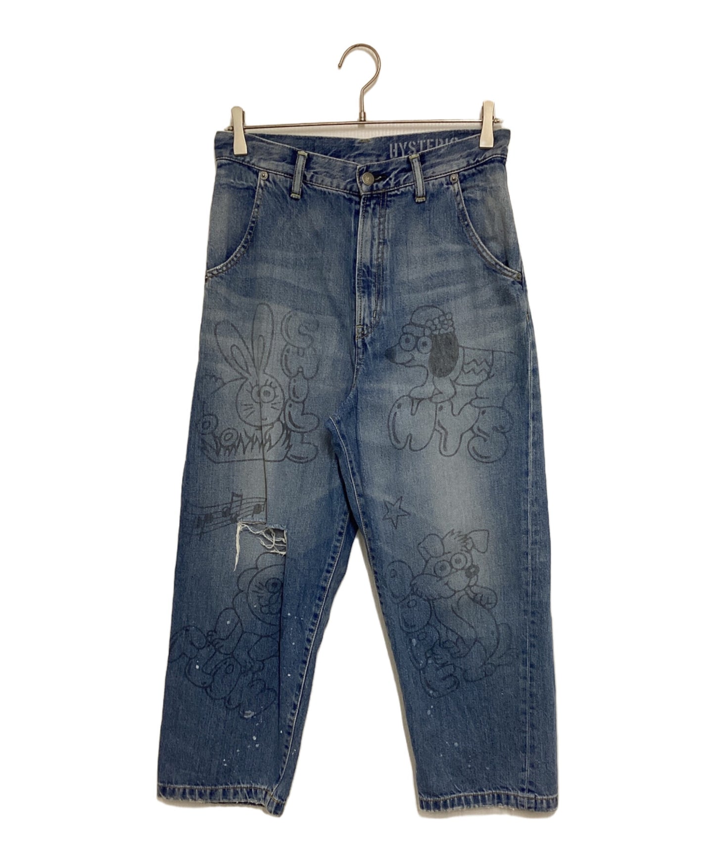 [Pre-owned] Hysteric Glamour DOODING ANIMALS Eighth Length Wide Denim Pants 01201AP10