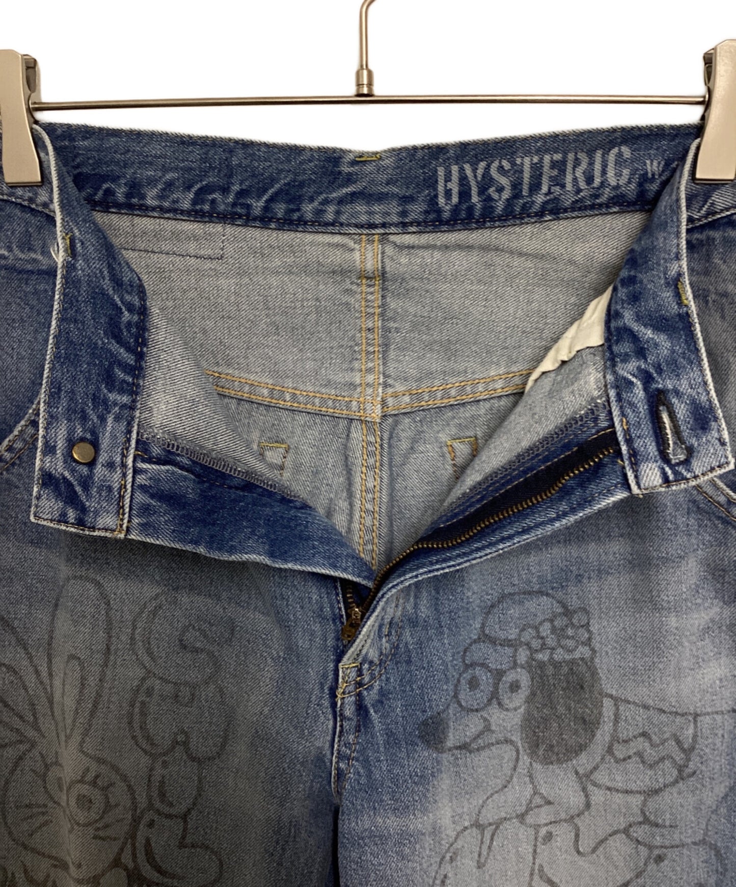 [Pre-owned] Hysteric Glamour DOODING ANIMALS Eighth Length Wide Denim Pants 01201AP10