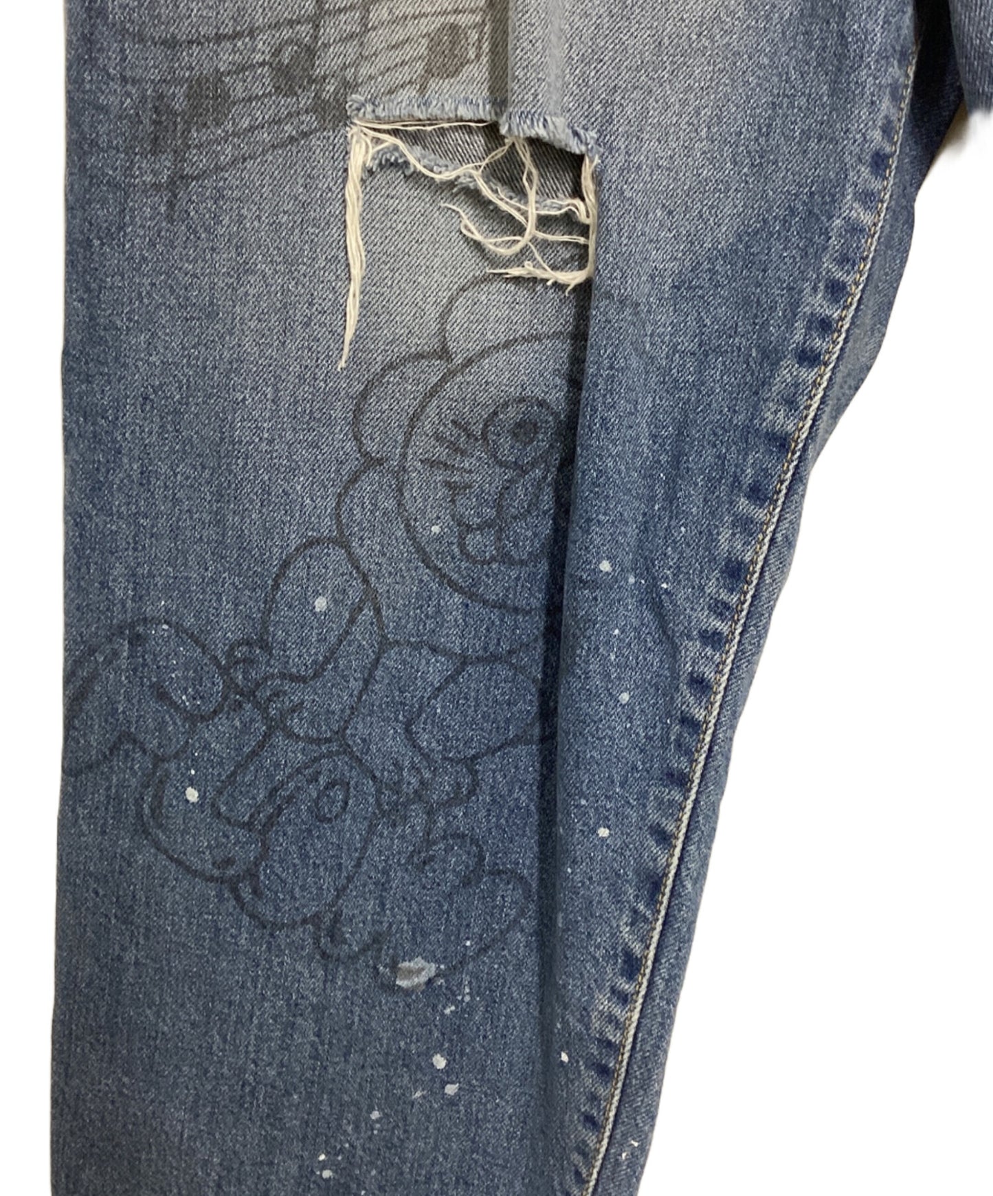 [Pre-owned] Hysteric Glamour DOODING ANIMALS Eighth Length Wide Denim Pants 01201AP10
