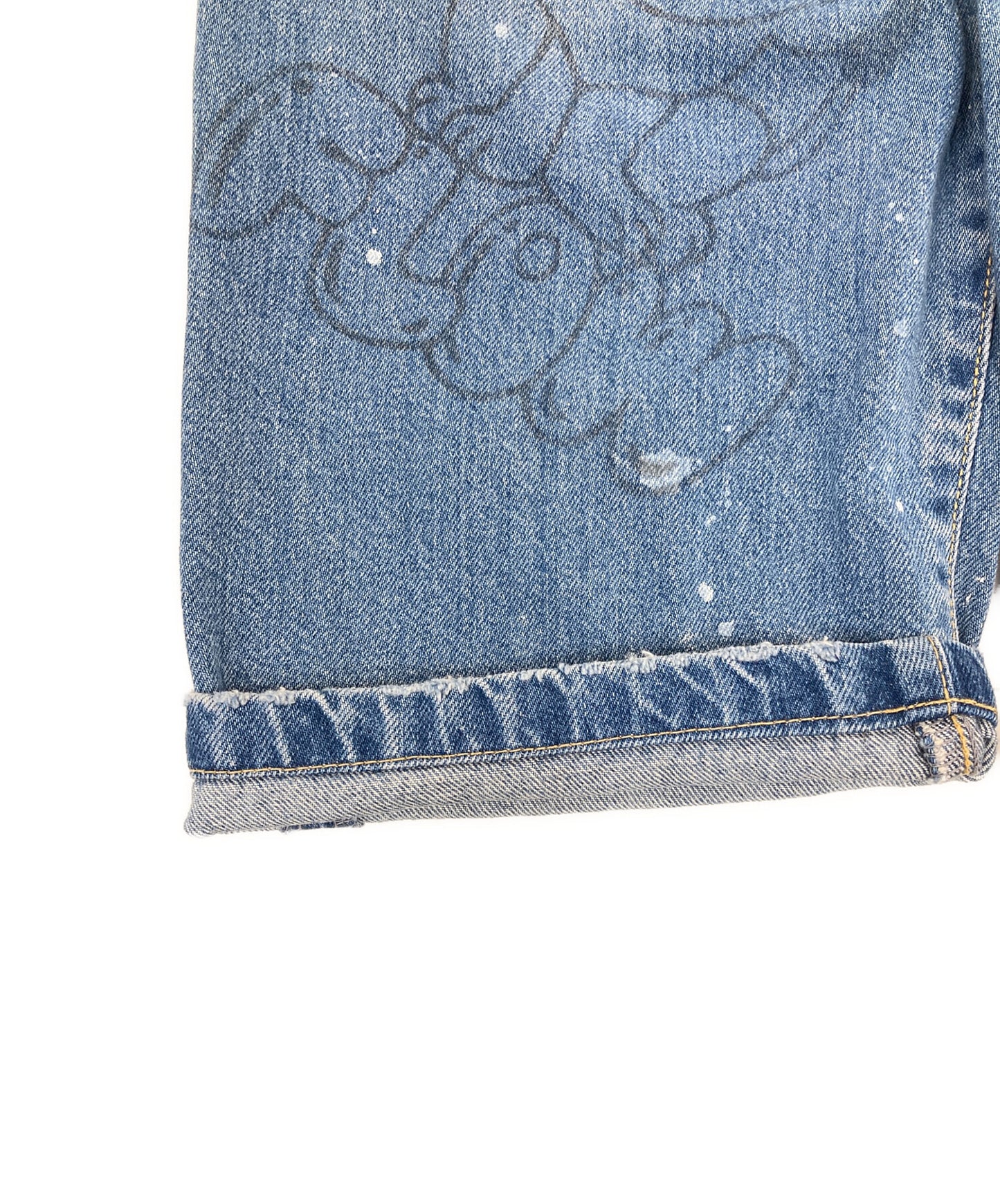 [Pre-owned] Hysteric Glamour DOODING ANIMALS Eighth Length Wide Denim Pants 01201AP10