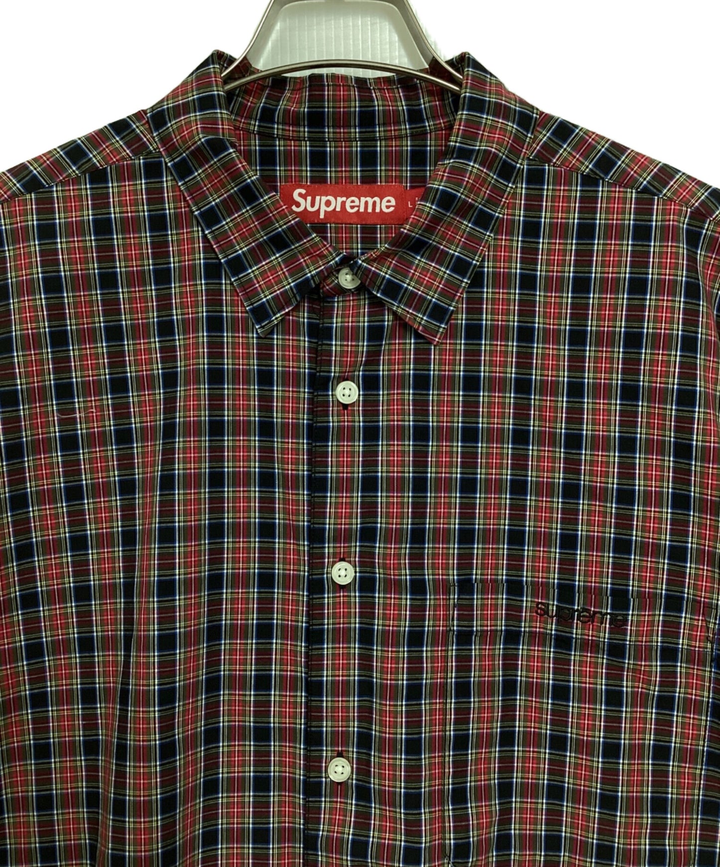 [Pre-owned] SUPREME Loose Fit Mini Plaid S/S Shirt