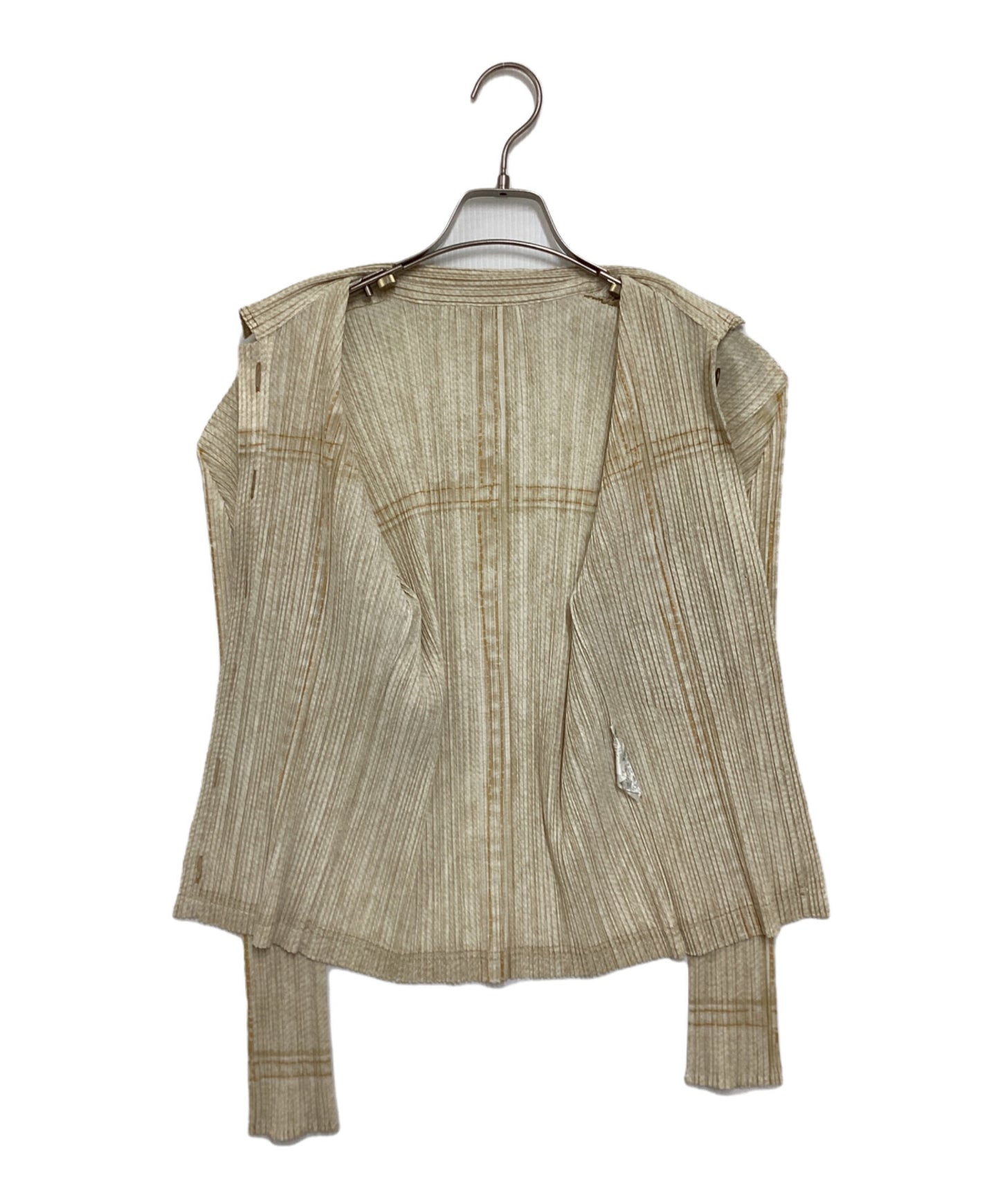 [Pre-owned] PLEATS PLEASE White denim jacket transfer pleated shirt PP97-JD062