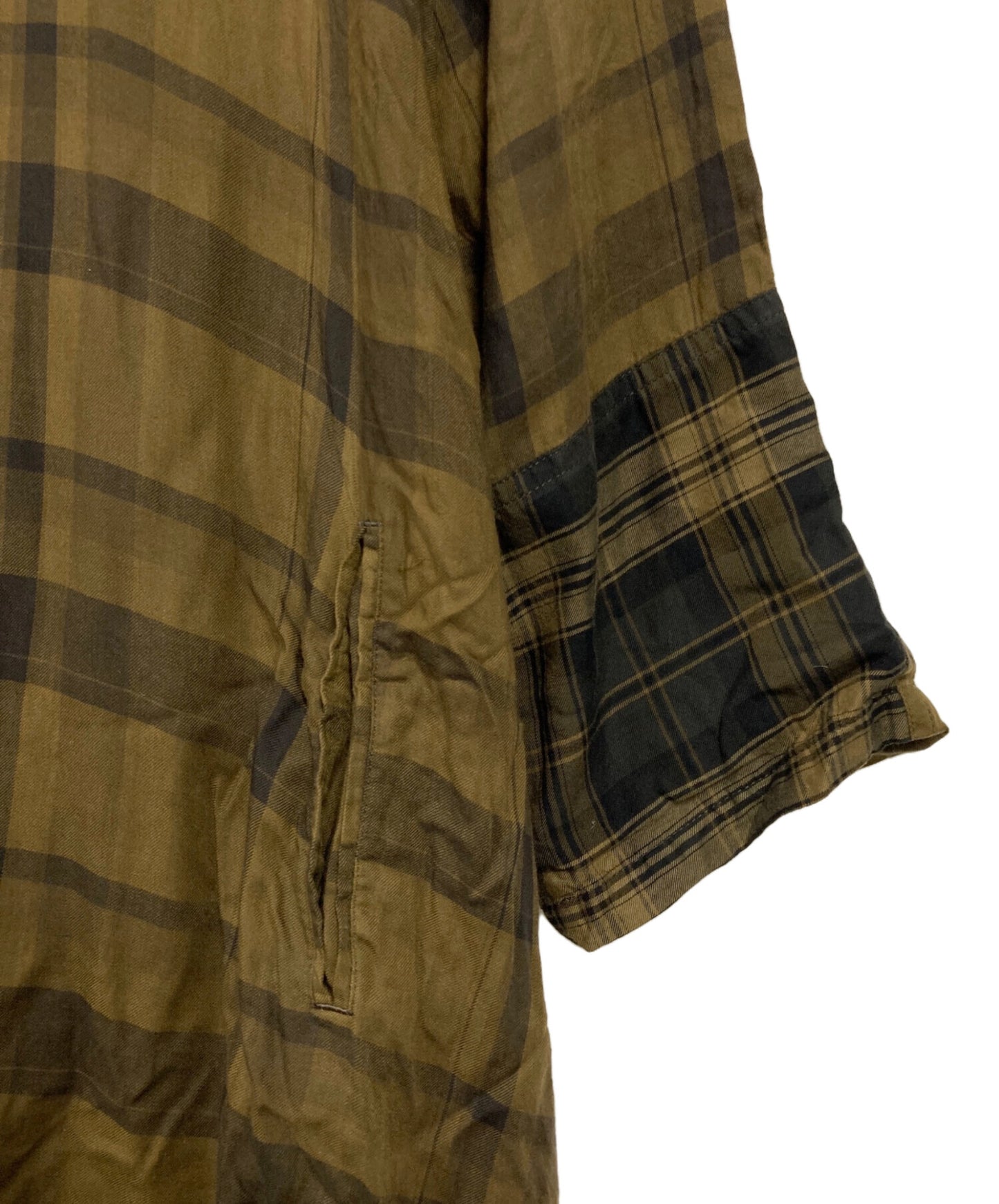 [Pre-owned] Y's TWILL CHECKED RAGLAN A LINE DRESS YX-D18-800