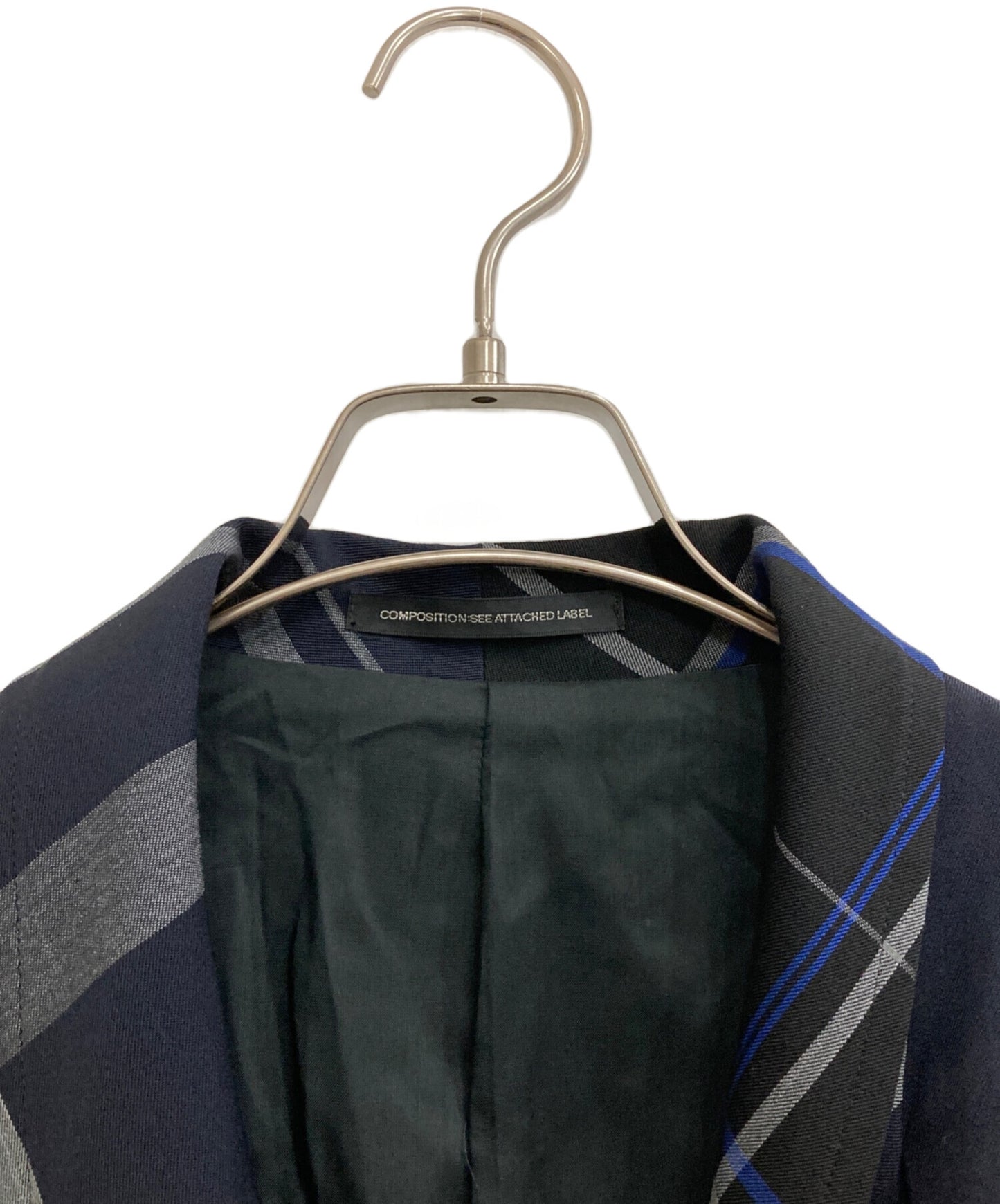 [Pre-owned] Y's W/GABARDINE CHECK SHAWL COLLAR COAT YX-C06-103