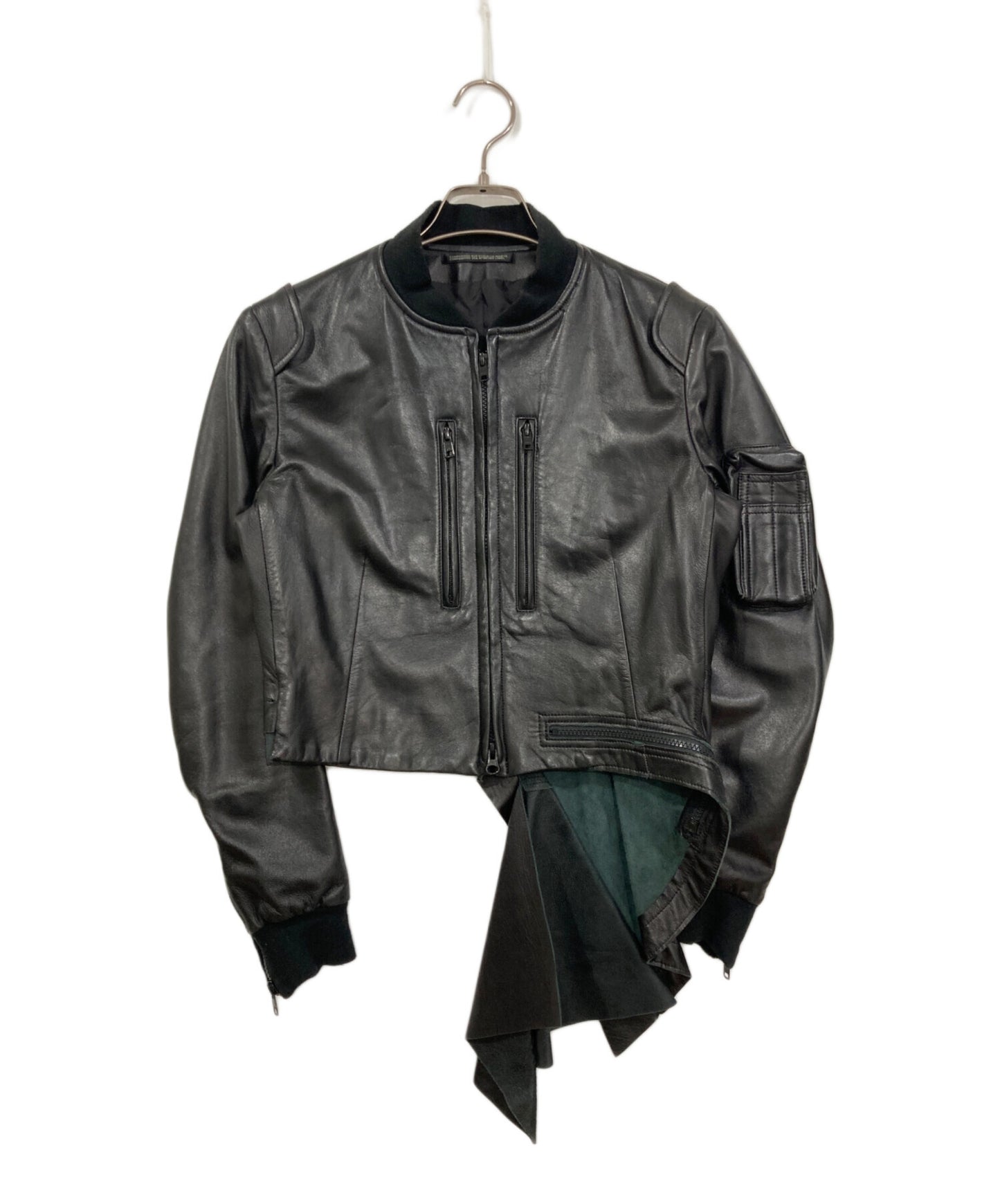 [Pre-owned] yohji yamamoto+noir Asymmetrical lamb leather MA-1 jacket NX-J15-701