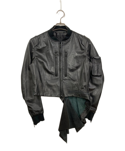 [Pre-owned] yohji yamamoto+noir Asymmetrical lamb leather MA-1 jacket NX-J15-701
