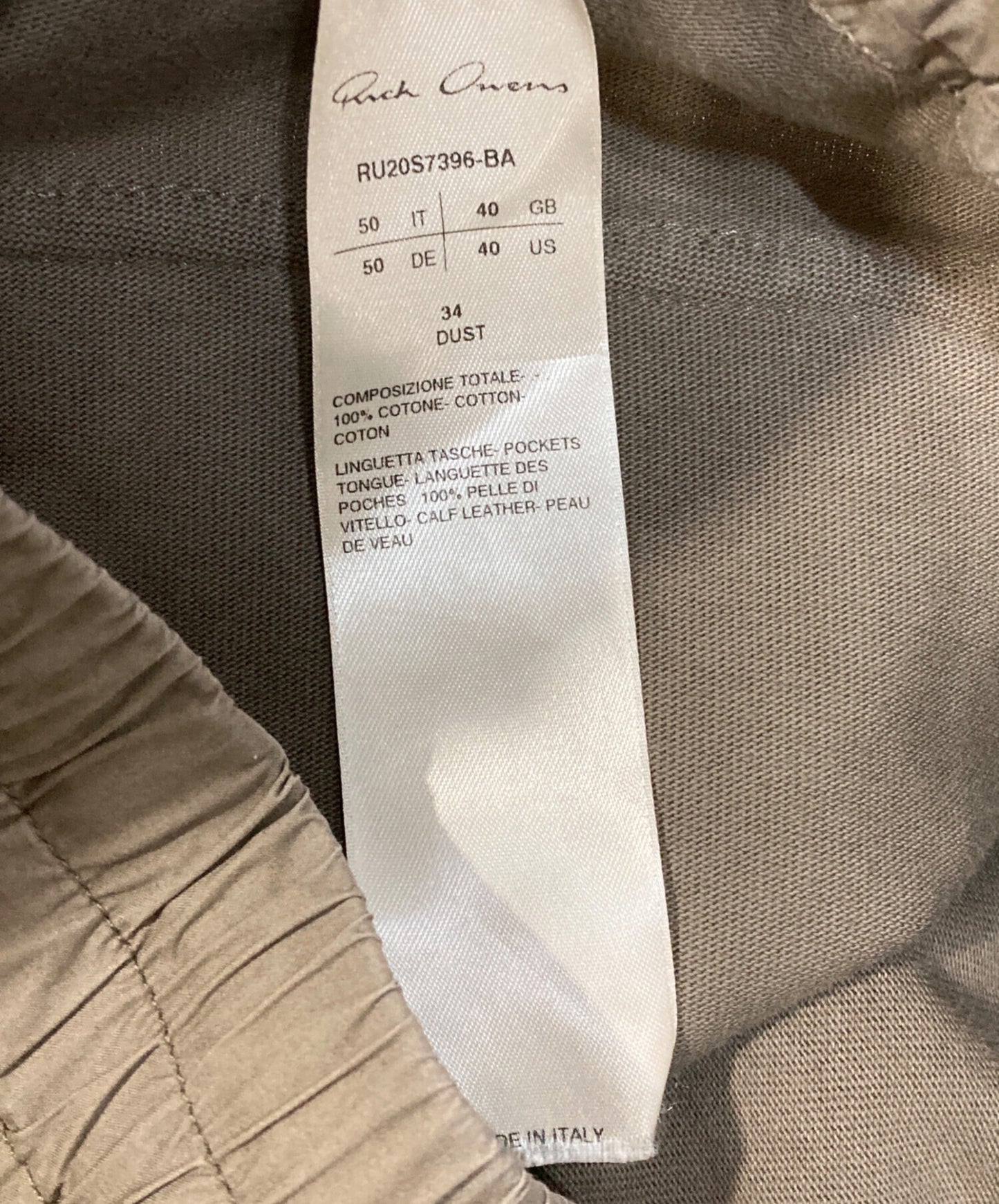 [Pre-owned] RICK OWENS CARGO JOG PANT RU20S7396-BA