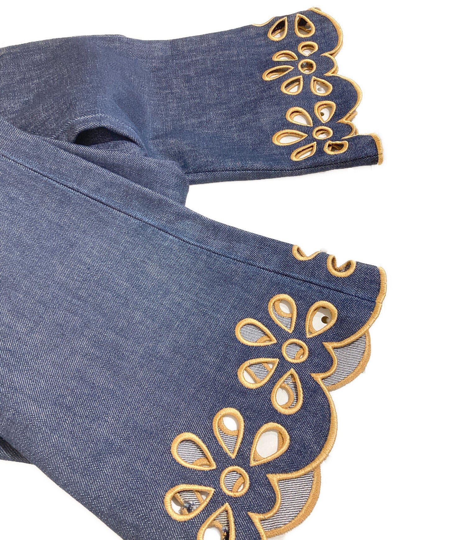 [Pre-owned] CELINE Cutwork hem flared denim pants 2 1161/0650