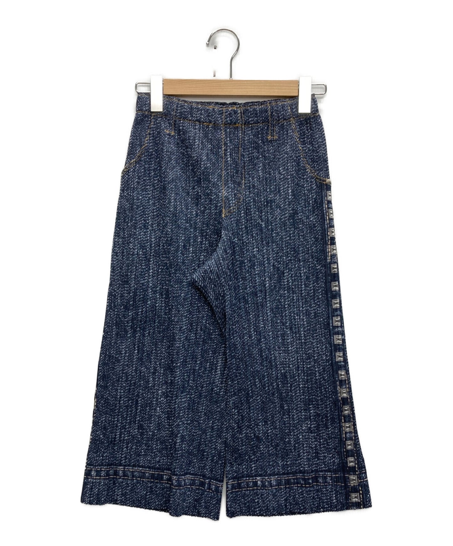 [Pre-owned] PLEATS PLEASE Denim Transfer Cropped Pleated Pants PP93-JF422