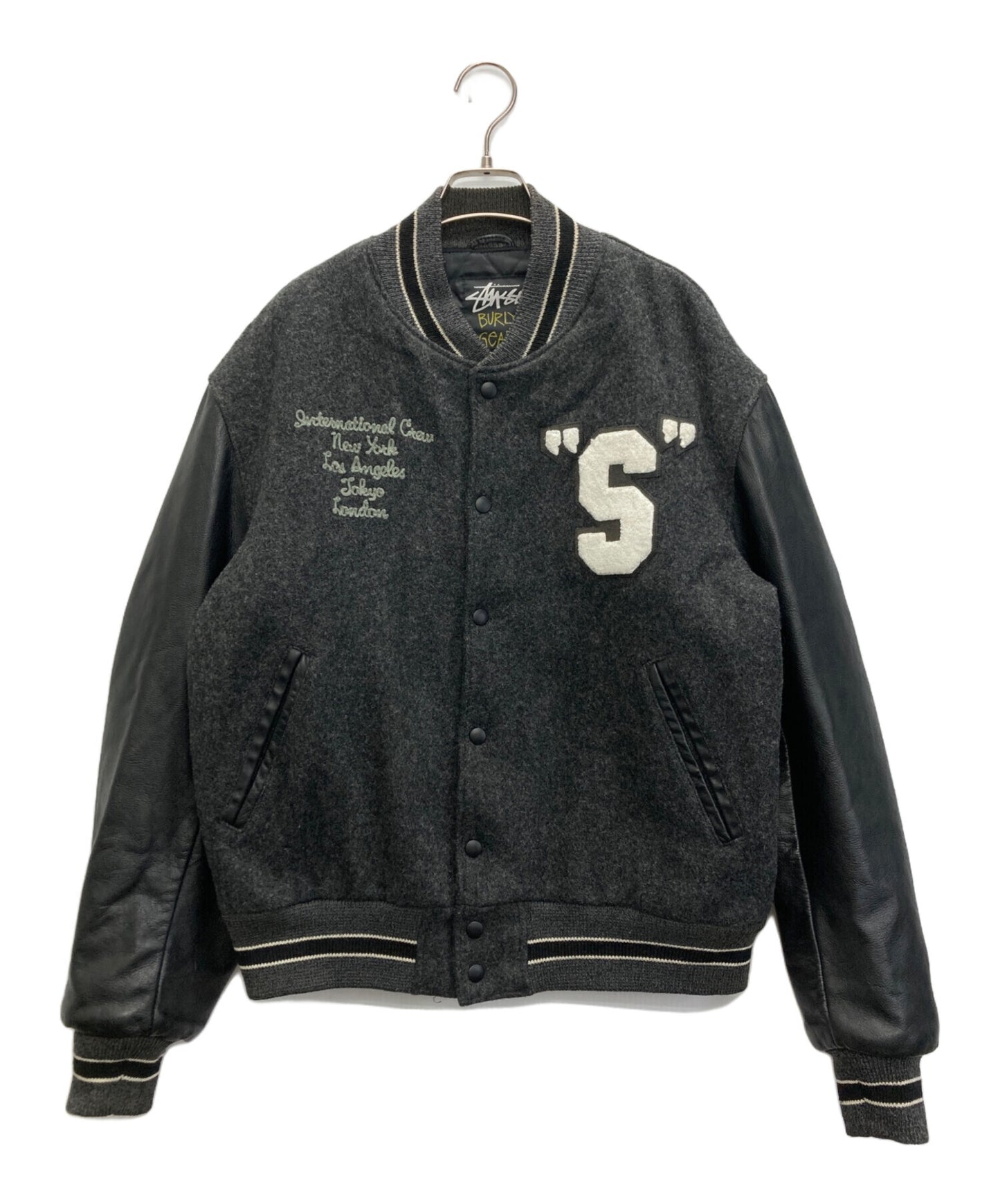 [Pre-owned] stussy Leather Switched Varsity Jacket