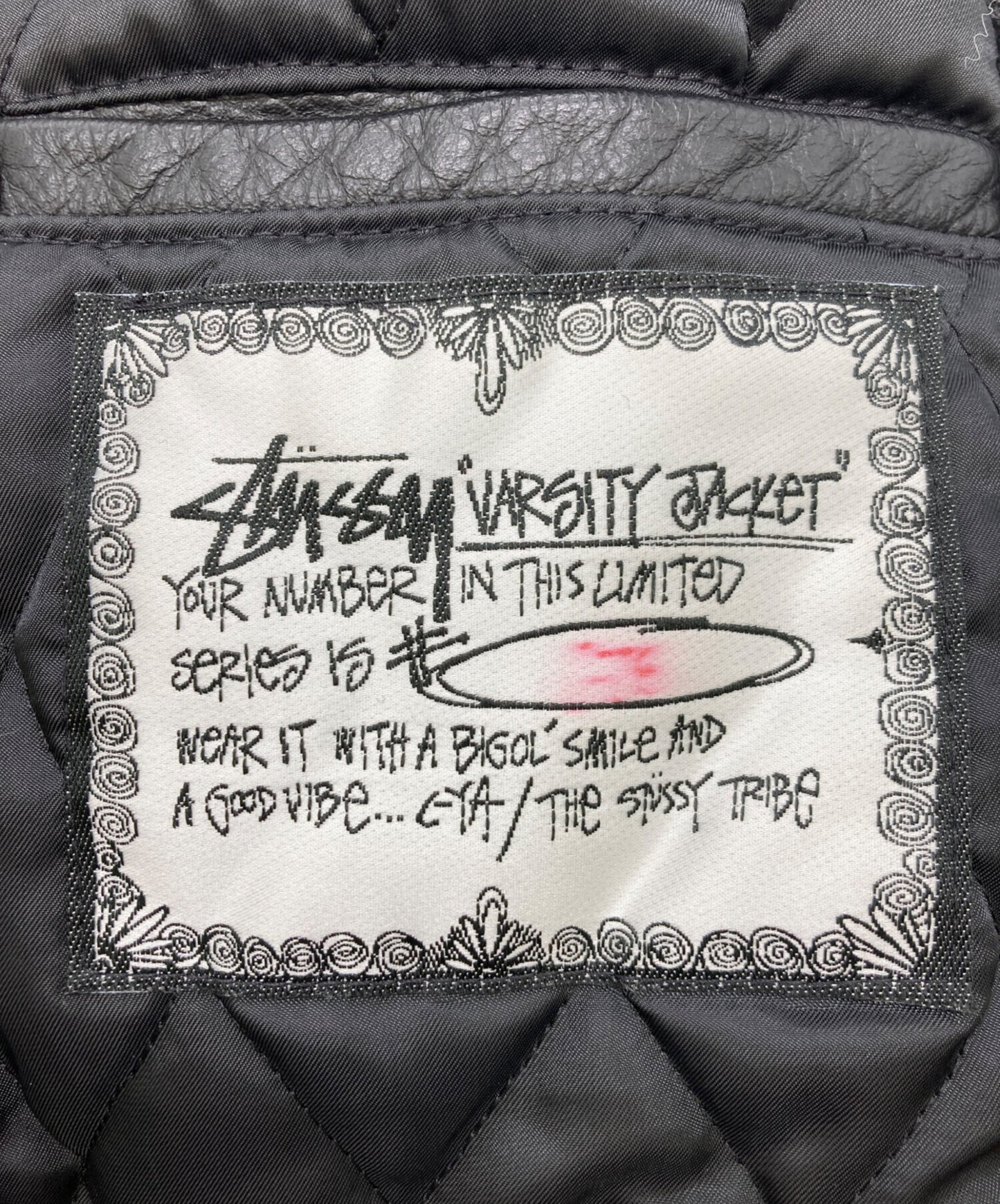 [Pre-owned] stussy Leather Switched Varsity Jacket
