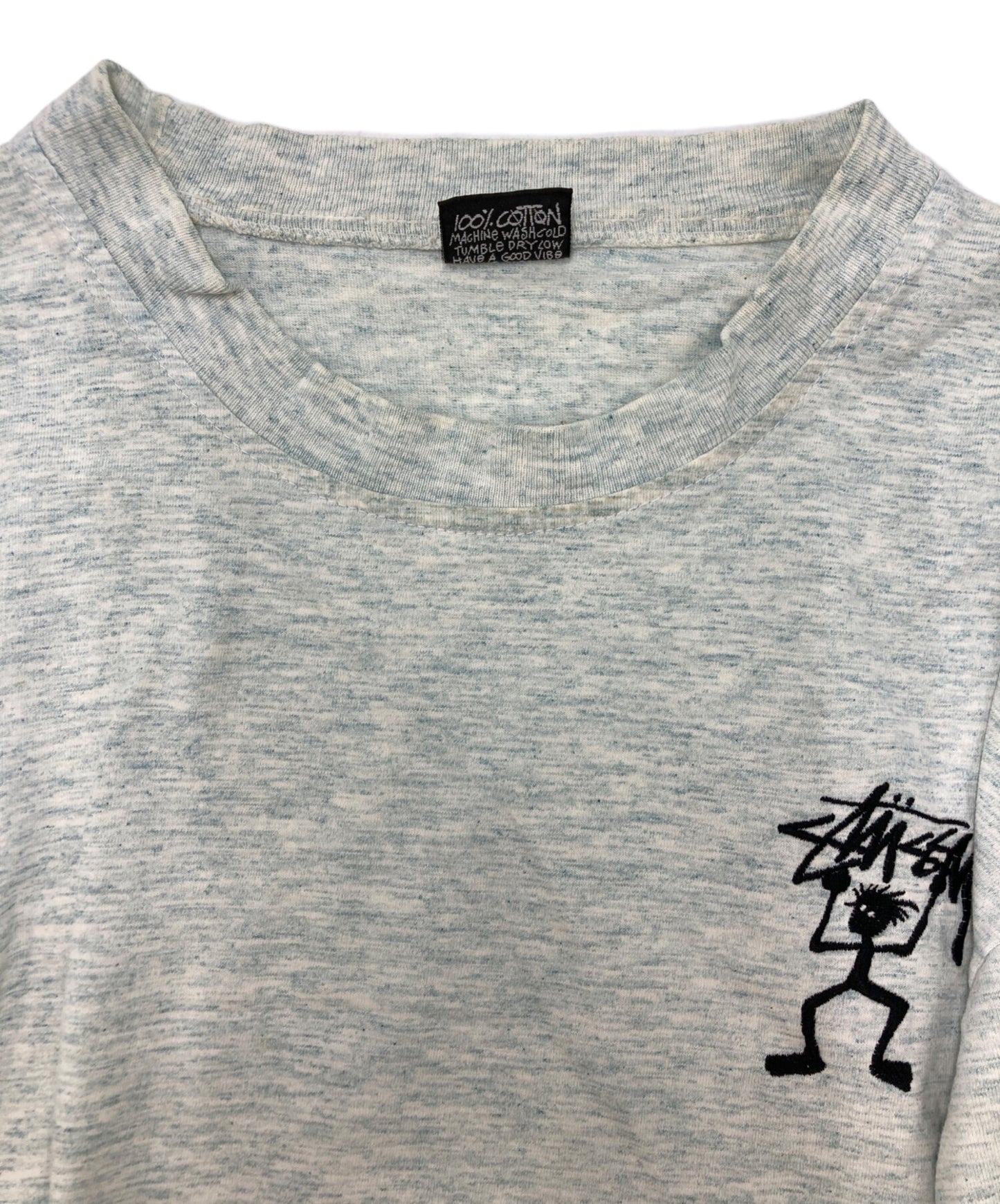 [Pre-owned] stussy 80's shadow man embroidered T-shirt