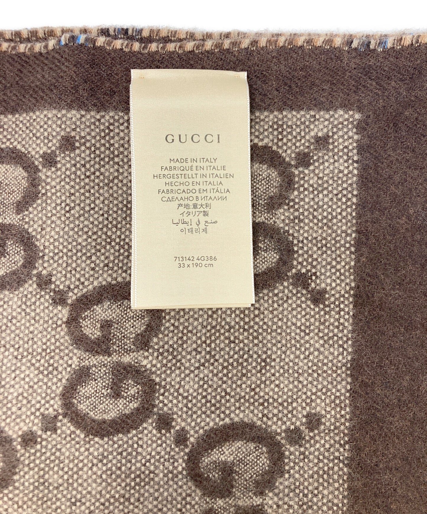 [Pre-owned] GUCCI GG Tartan Check Wool Jacquard Scarf 713142