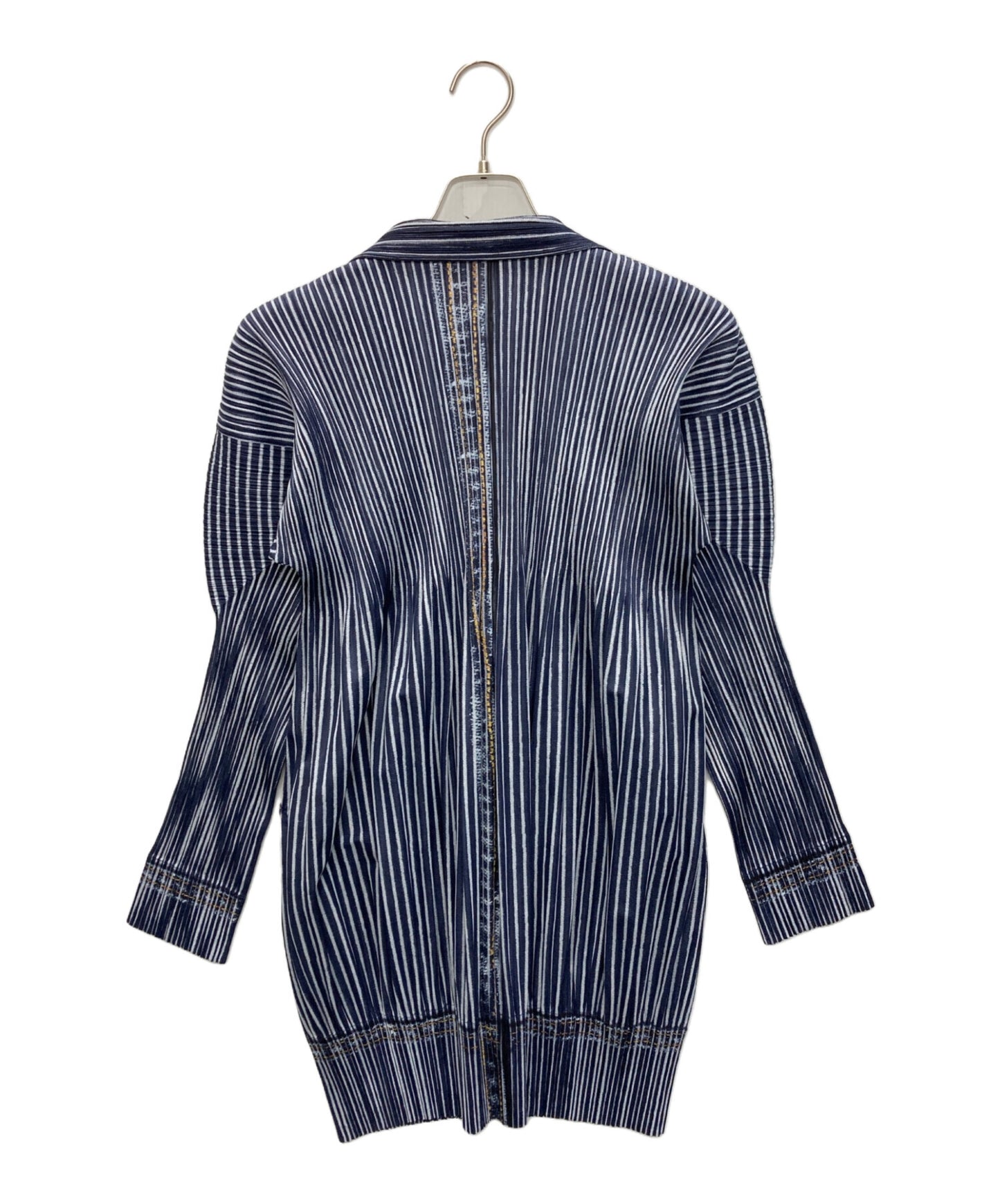 [Pre-owned] PLEATS PLEASE Denim Transfer Pleated Cardigan PP01-EN597