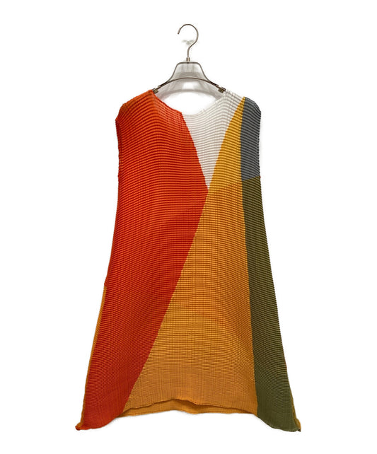 [Pre-owned] ISSEY MIYAKE Sleeveless waffle pleated dress IM52FH636