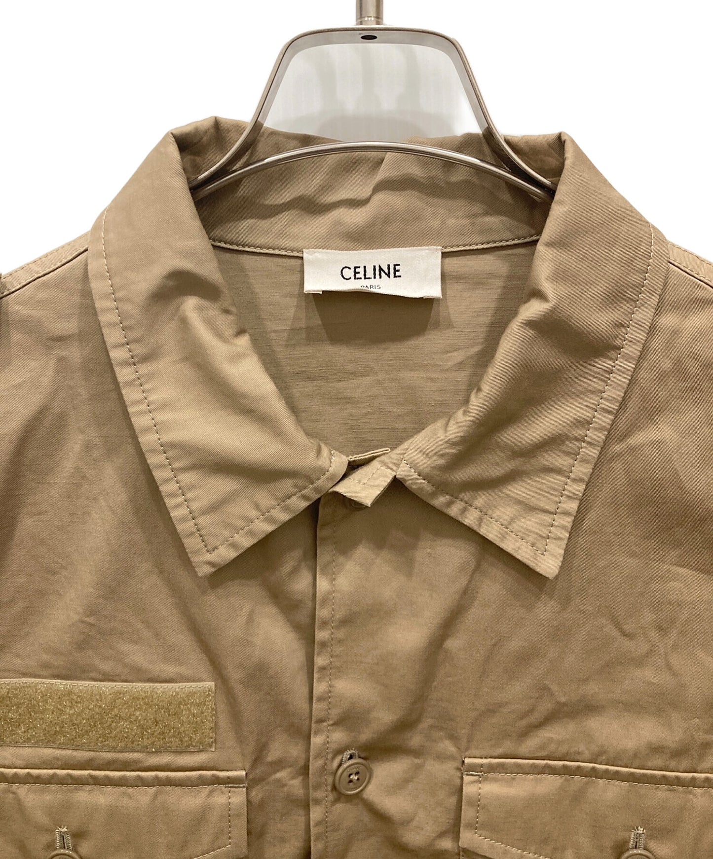 [Pre-owned] CELINE 23SS Velcro cotton linen shirt Velcro cotton linen shirt safari shirt 2C881219I