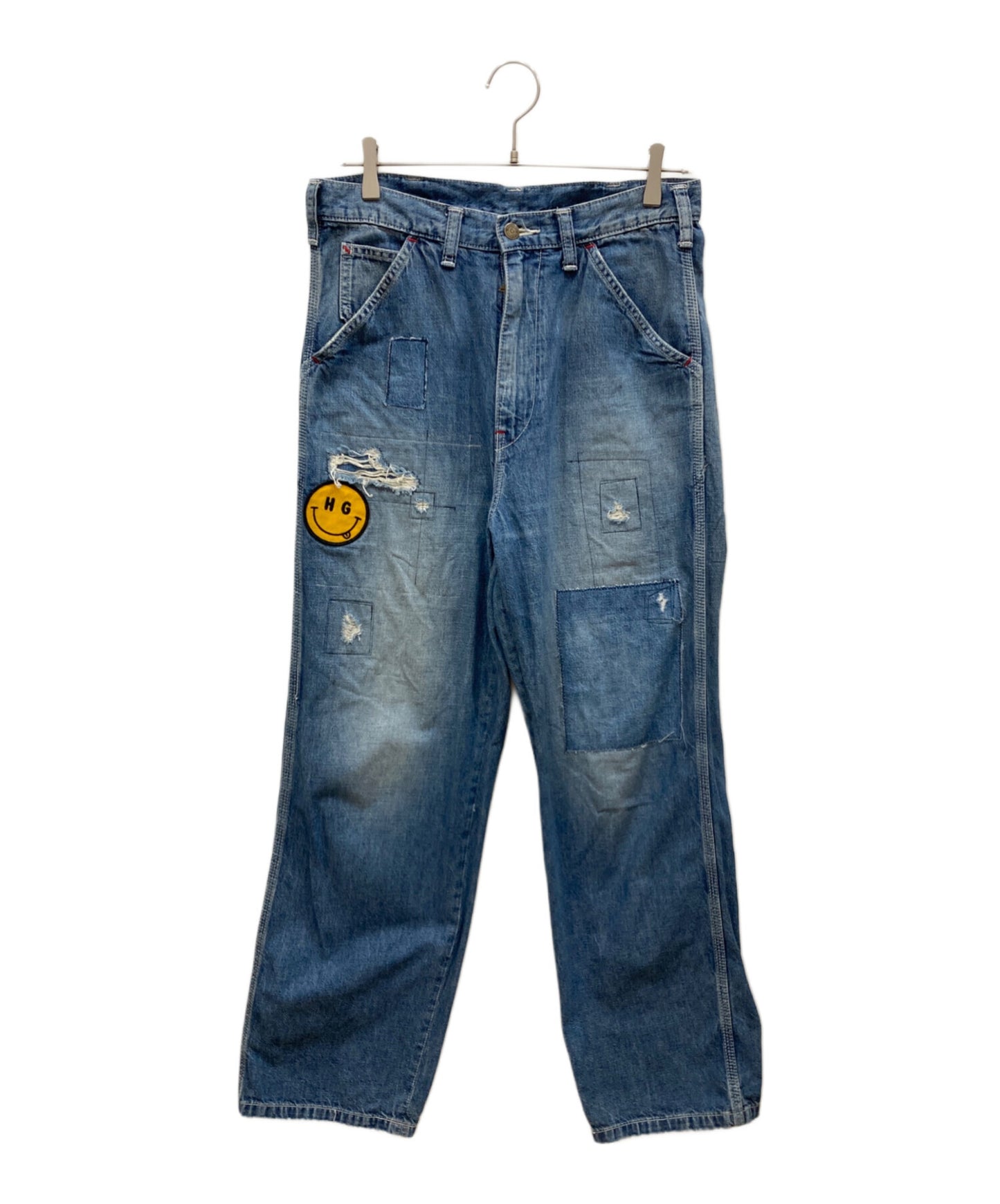 [Pre-owned] Hysteric Glamour SMILE Applique Remake Painter Denim Pants 02211AP04