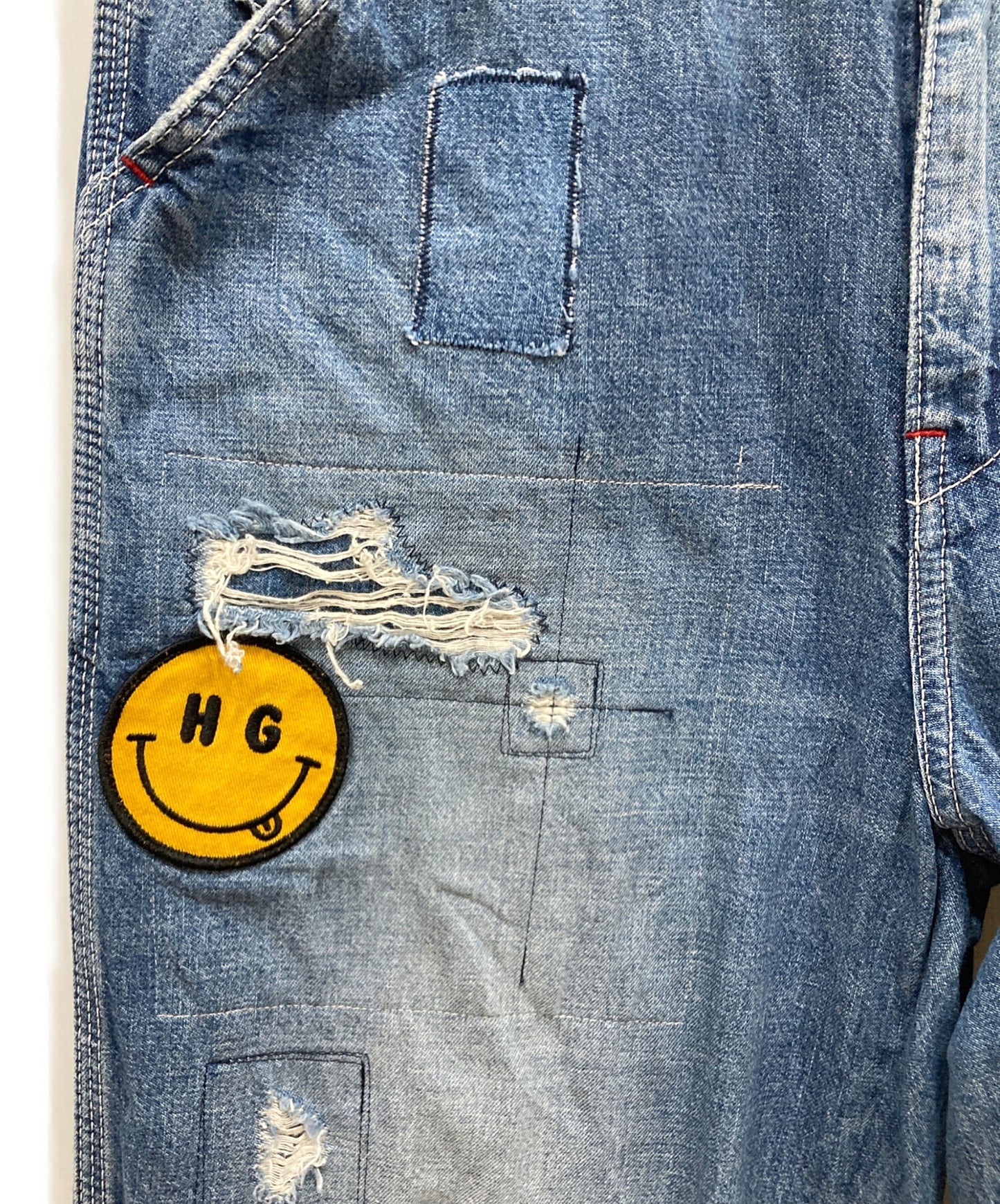 [Pre-owned] Hysteric Glamour SMILE Applique Remake Painter Denim Pants 02211AP04