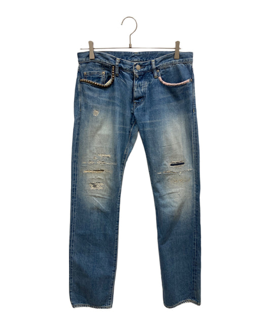 [Pre-owned] Hysteric Glamour Vintage Processed Studded Denim Pants 0121AP05