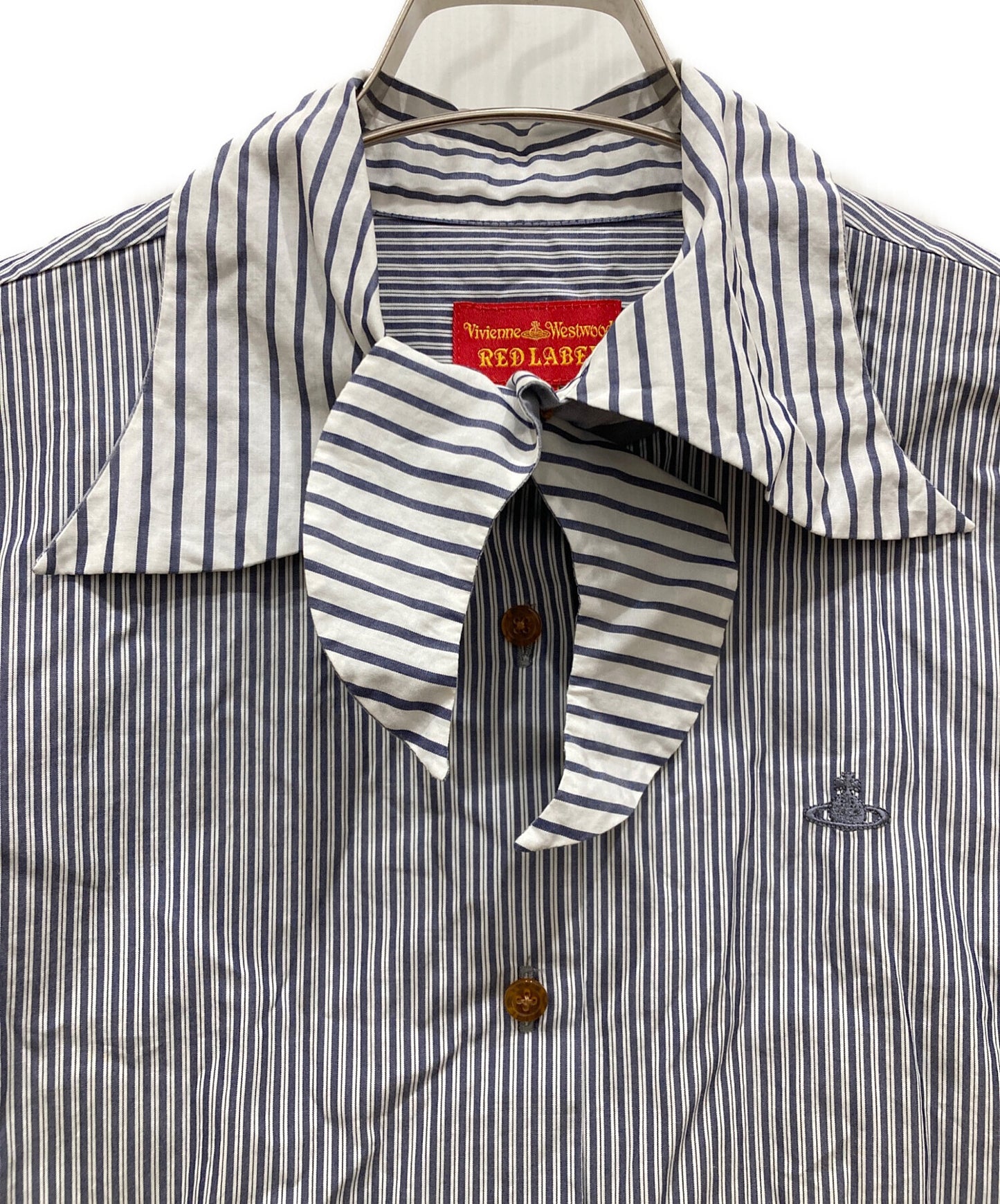 [Pre-owned] Vivienne Westwood RED LABEL Orb Embroidered Striped Shirt 357-01-88008