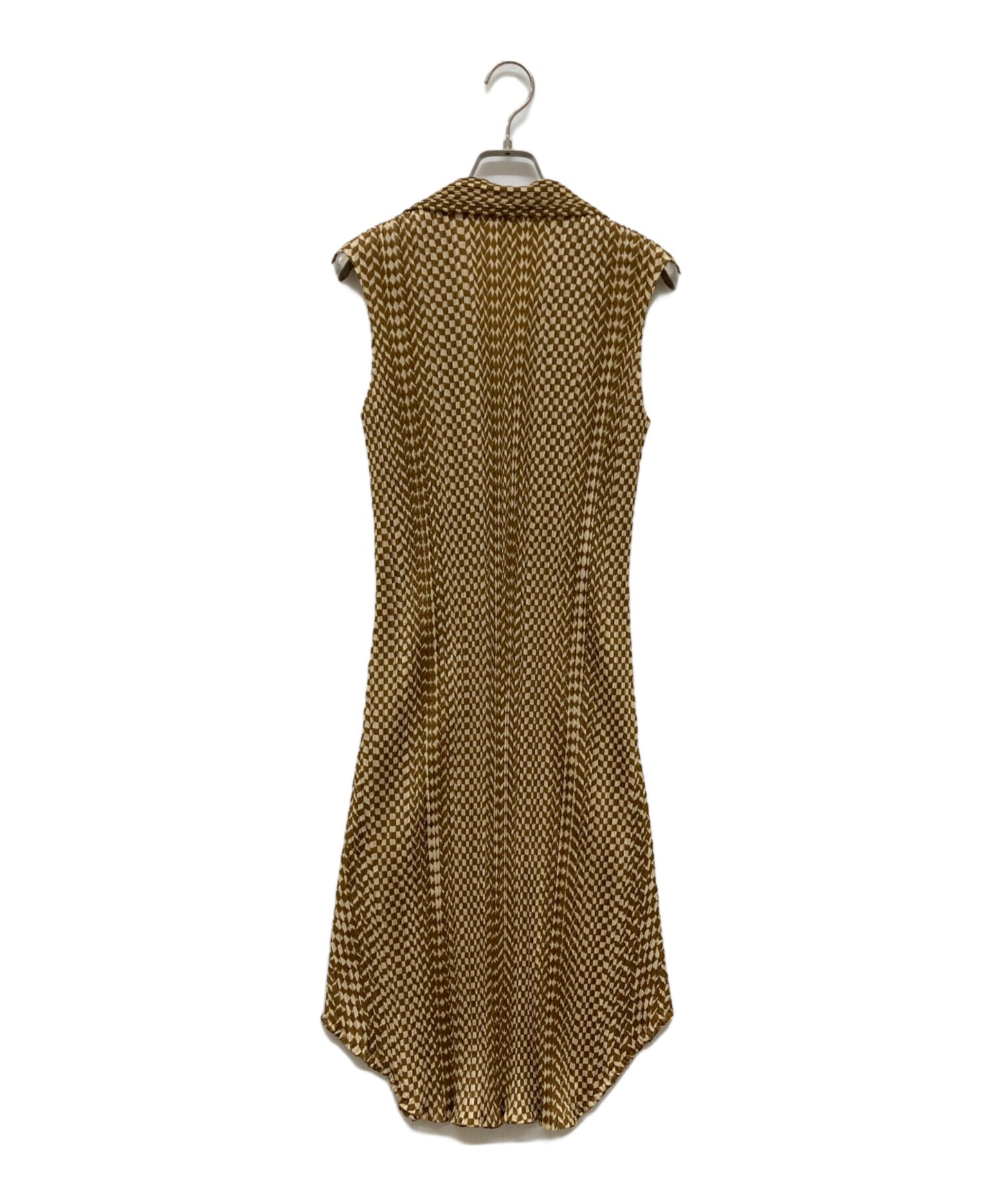 [Pre-owned] PLEATS PLEASE Sleeveless Pleated Dress/Checkerboard/Geometric Pattern PP43-JH665