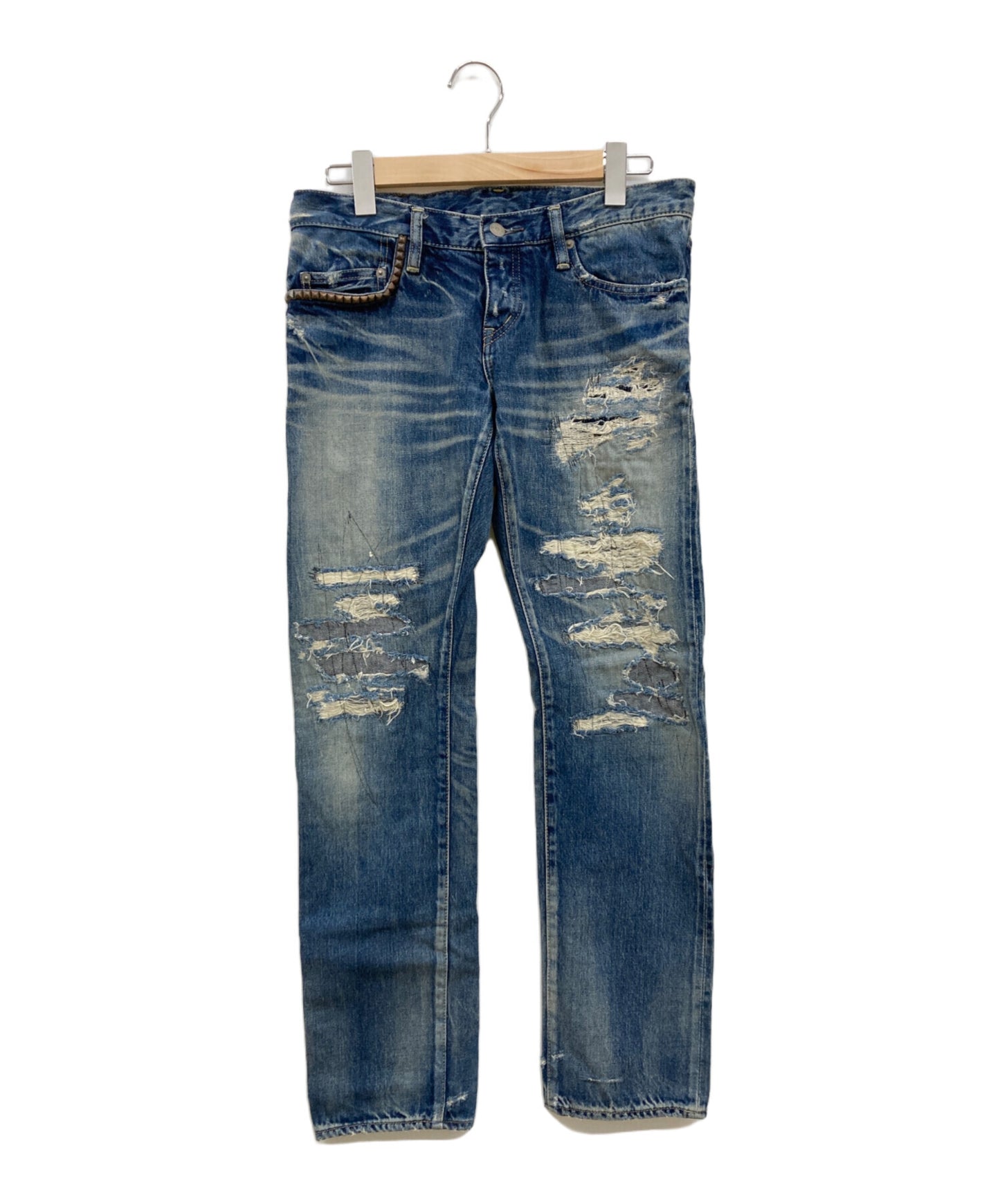 [Pre-owned] Hysteric Glamour CR Processed Denim Slim PT / Denim Pants / Damaged Denim Pants / Y2K/0143AP07 0143AP07