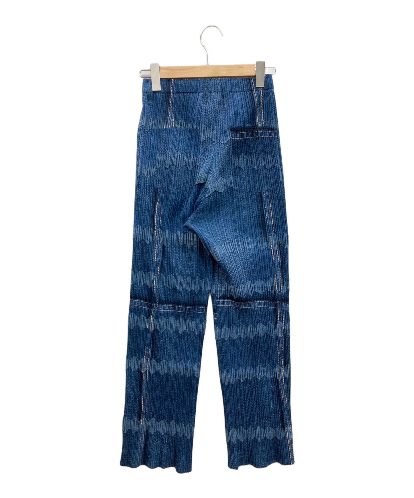 [Pre-owned] PLEATS PLEASE Patchwork Denim Transfer Print Pleated Pants / Pleated Pants / Patchwork Pants PP12-JF524