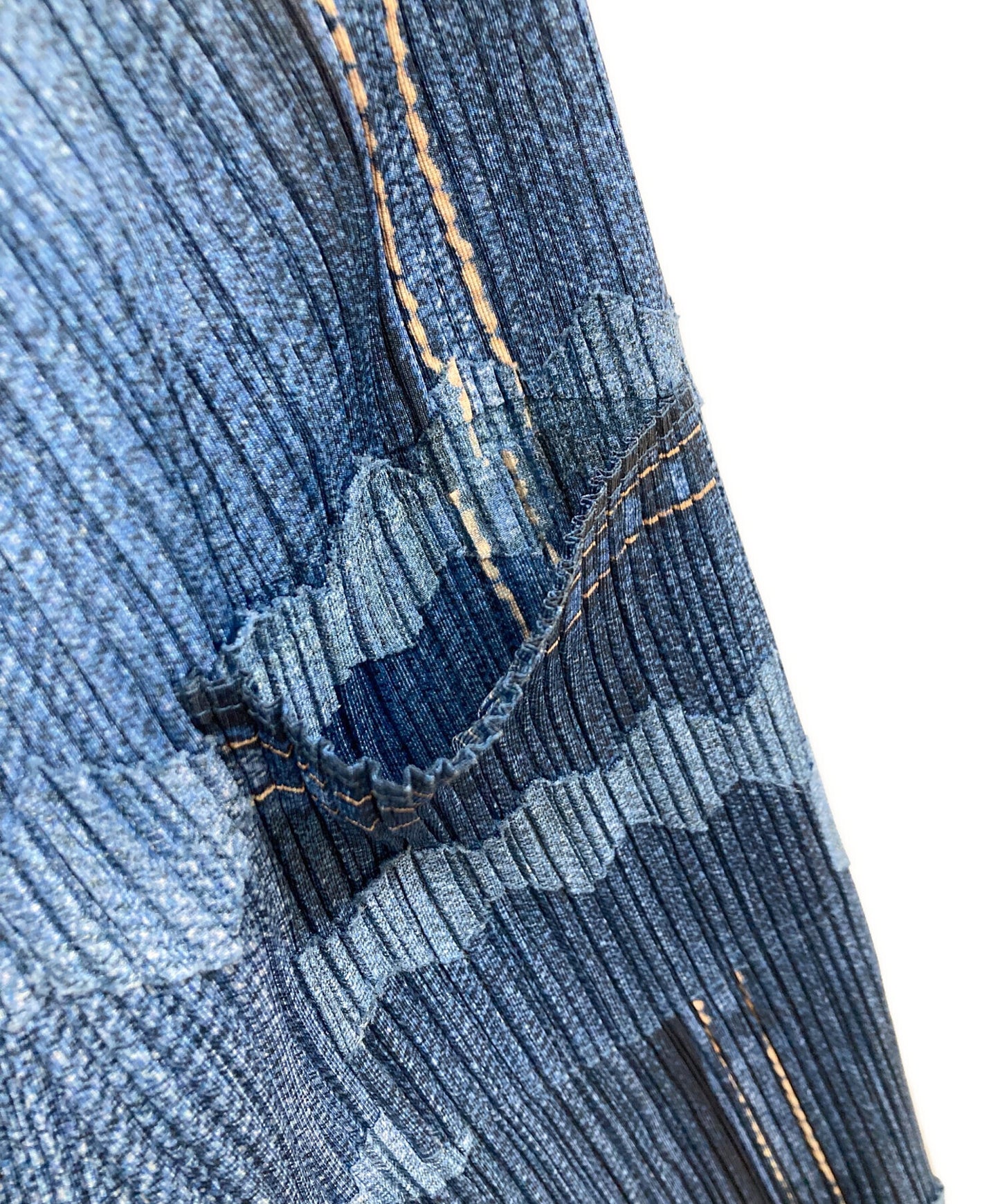 [Pre-owned] PLEATS PLEASE Patchwork Denim Transfer Print Pleated Pants / Pleated Pants / Patchwork Pants PP12-JF524